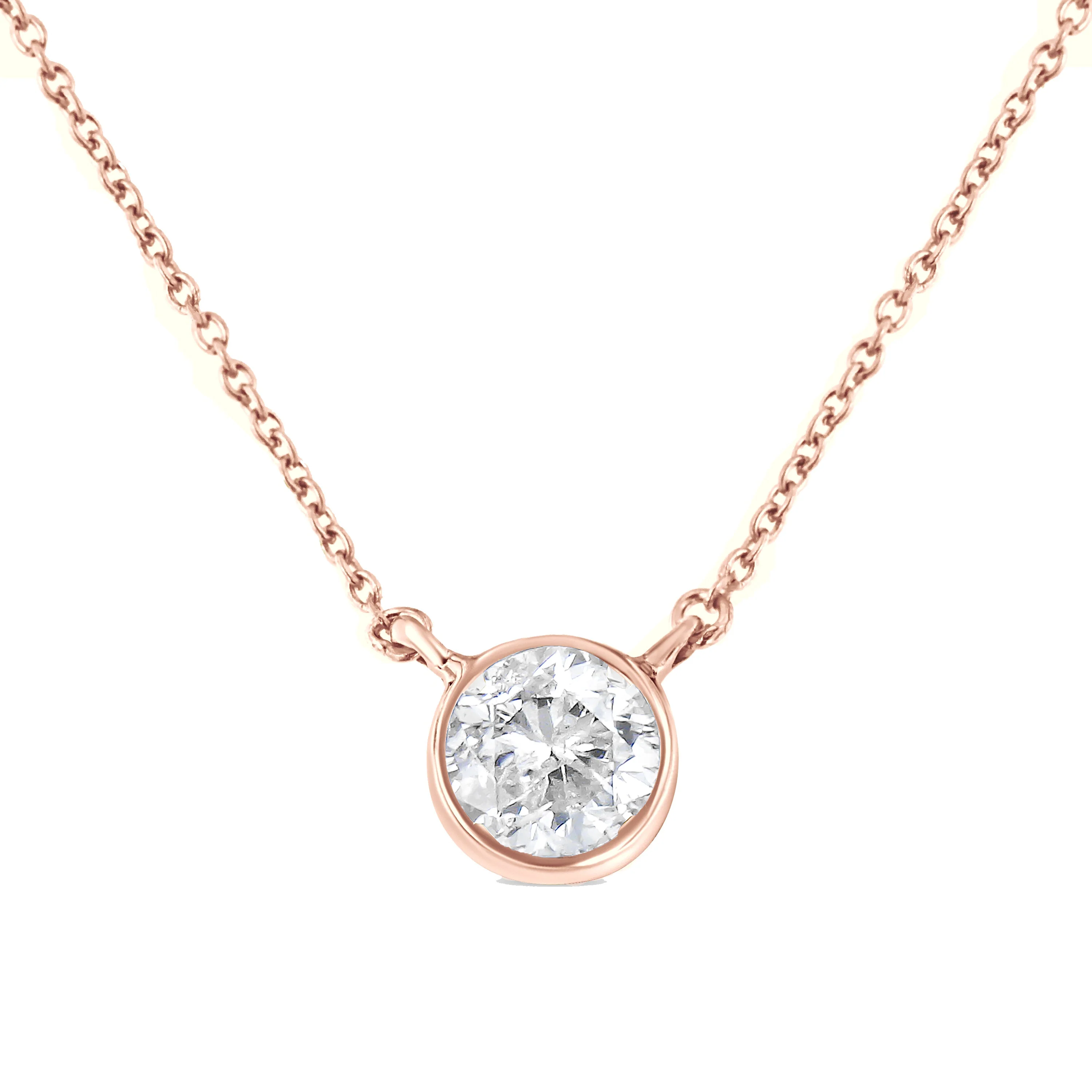 .925 Sterling Silver 1/2 Cttw Diamond Bezel 18" Pendant Necklace (I-J Color, I2-I3 Clarity) - Image 6