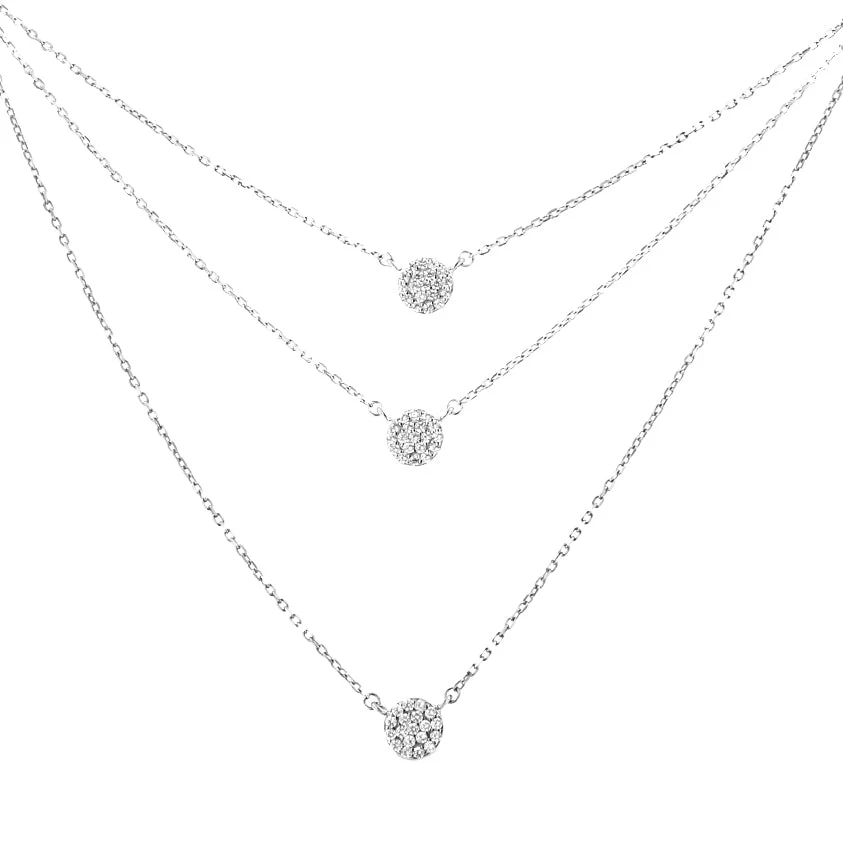 .925 Sterling Silver 1/2 Cttw Round Diamond Medallion Multi-Strand Tri Pendant 18" Necklace (H-I Color, I2-I3 Clarity) - Image 5