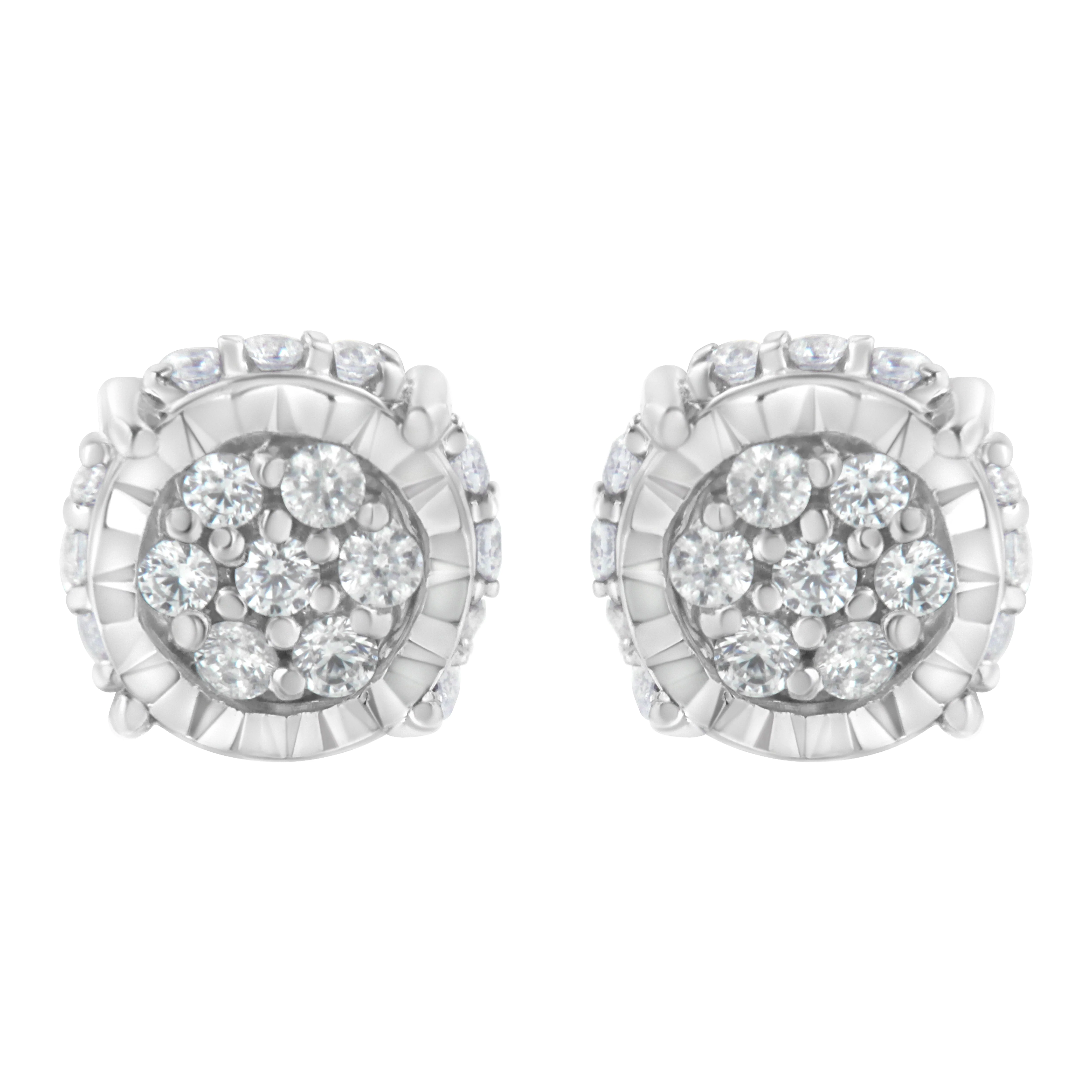 .925 Sterling Silver 1/3 cttw Round-cut Diamond Floral Stud Earring (I-J Clarity, I3 Color) - Image 4