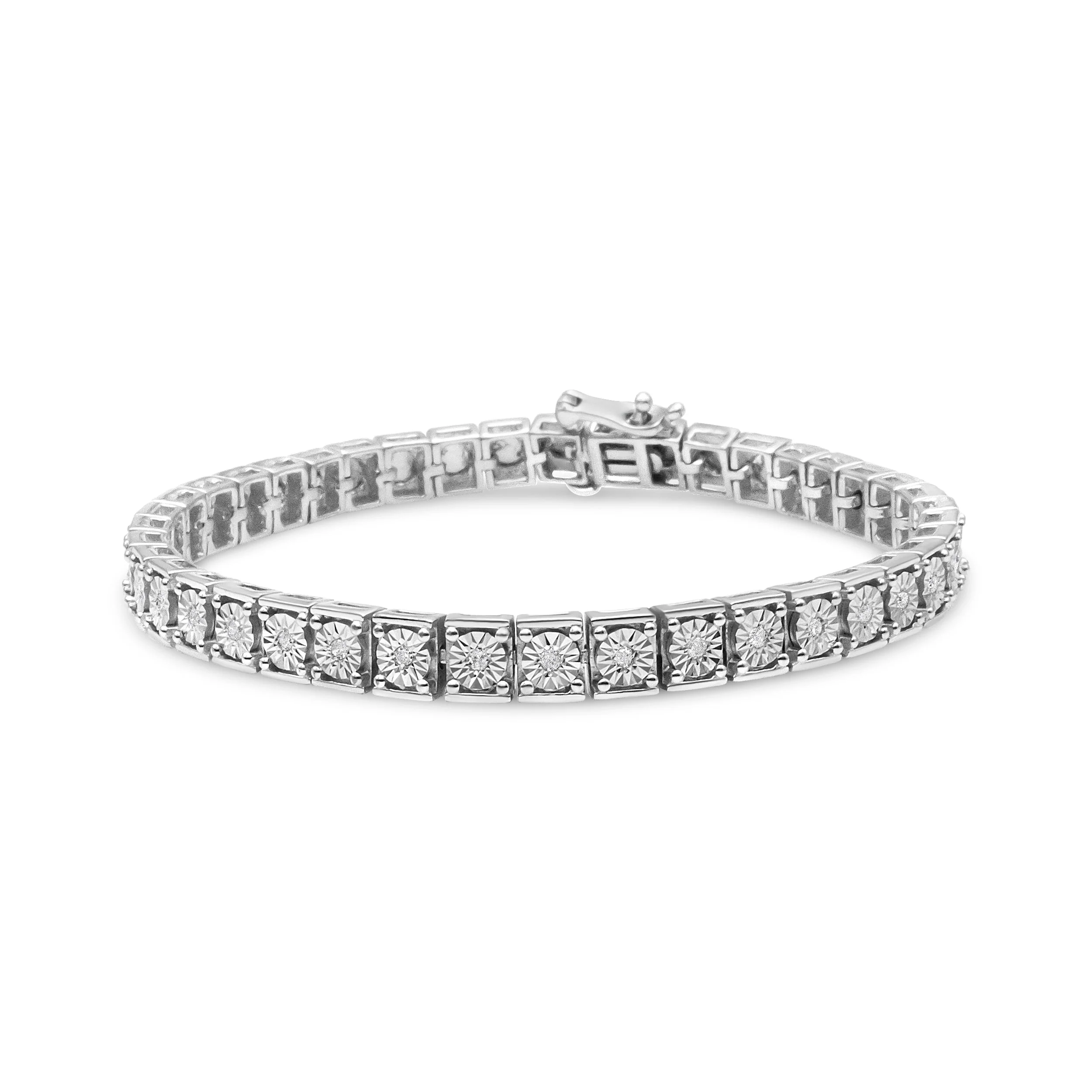 .925 Sterling Silver 1/4 Cttw Diamond Link Bracelet (I-J Color, I2-I3 Clarity) - Size 7.25" - Image 4