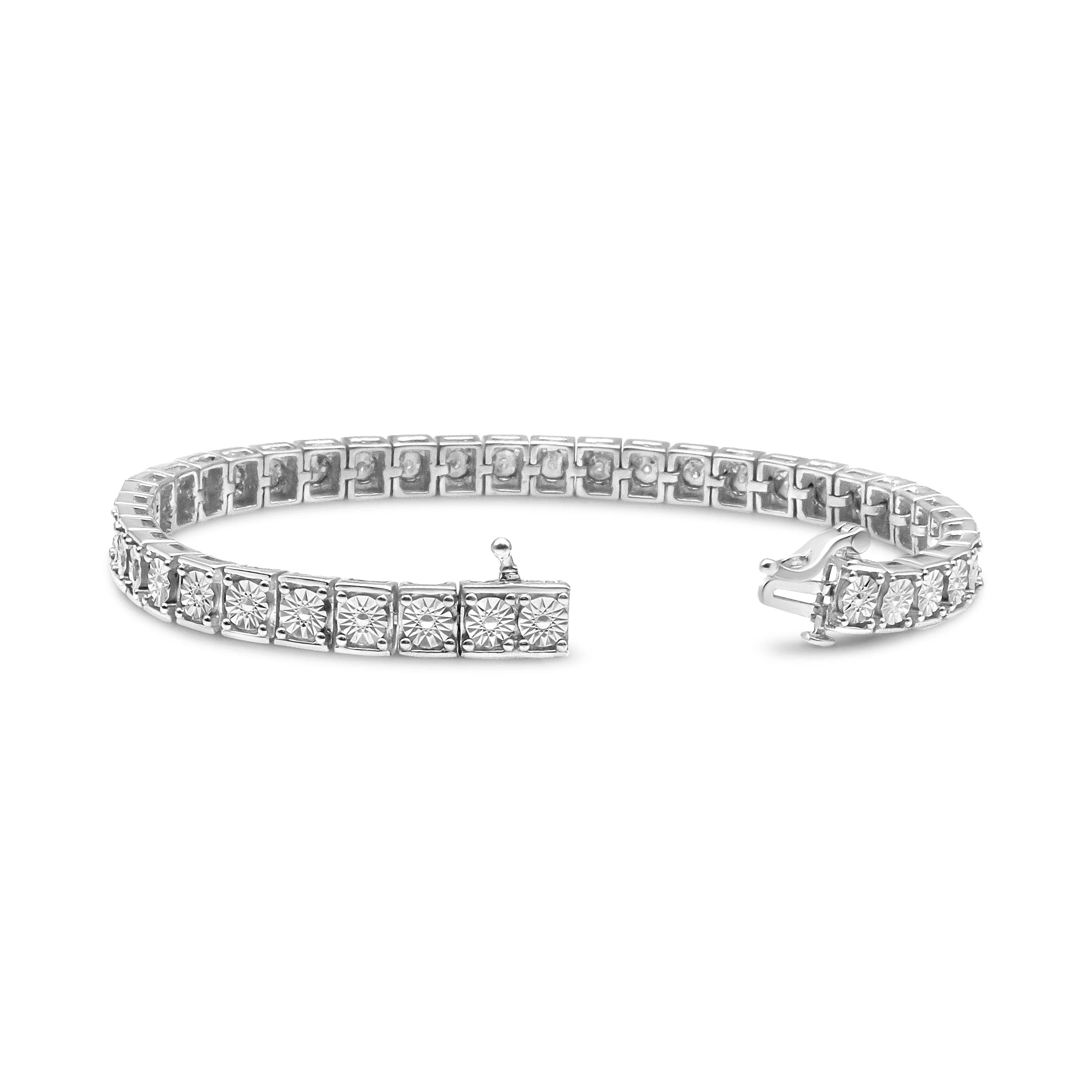 .925 Sterling Silver 1/4 Cttw Diamond Link Bracelet (I-J Color, I2-I3 Clarity) - Size 7.25" - Image 5