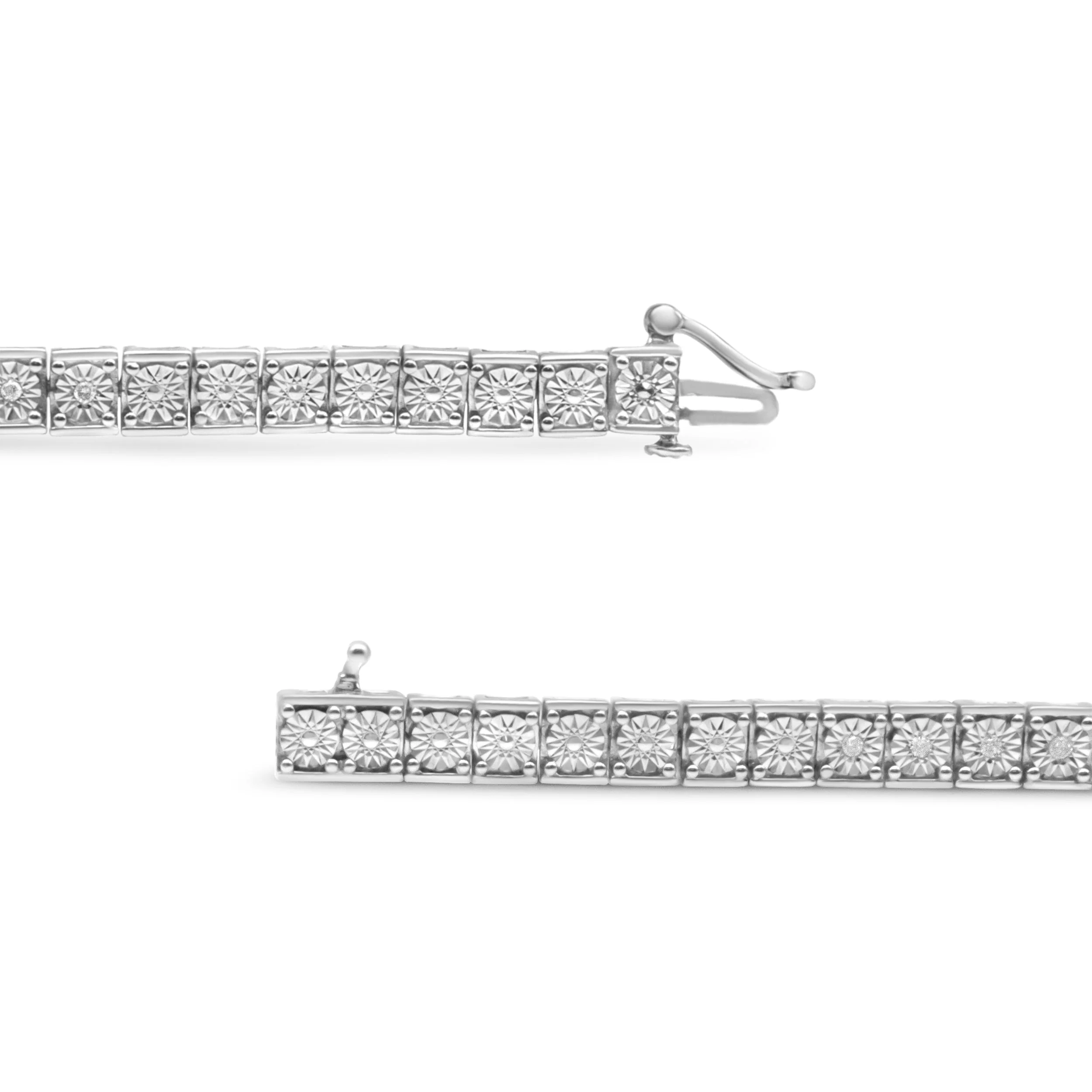 .925 Sterling Silver 1/4 Cttw Diamond Link Bracelet (I-J Color, I2-I3 Clarity) - Size 7.25" - Image 6