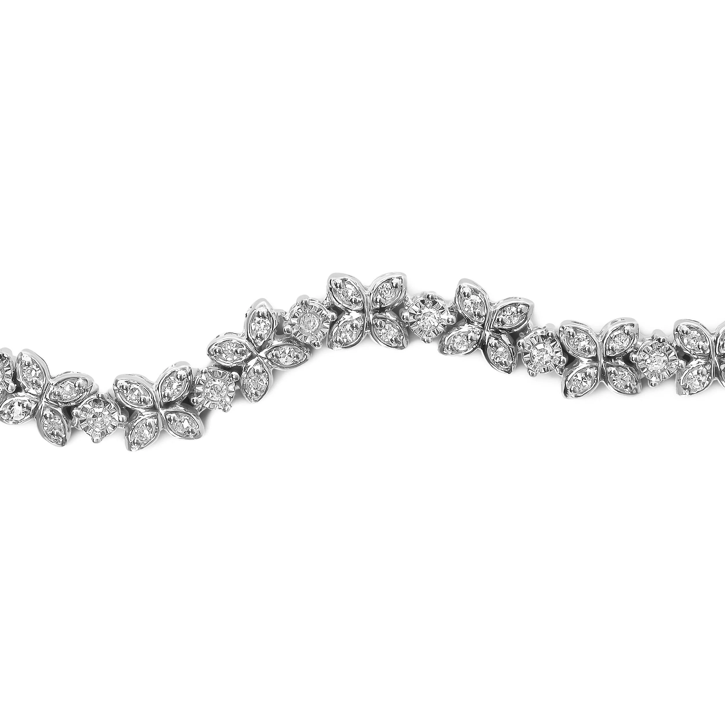.925 Sterling Silver 1/4 Cttw Diamond Marquise Shaped Link 4"-10" Adjustable Bolo Bracelet (I-J Color, I1-I2 Clarity) - Image 4