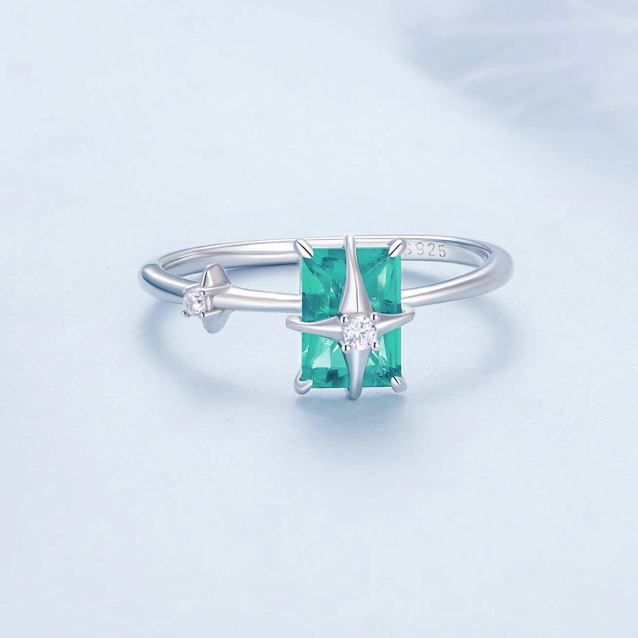 925 Sterling Silver 1.40mm Width CZ & Glass Ring Size 6 for Women - Image 4