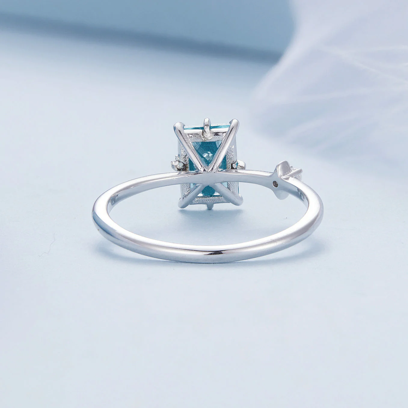 925 Sterling Silver 1.40mm Width CZ & Glass Ring Size 6 for Women - Image 5