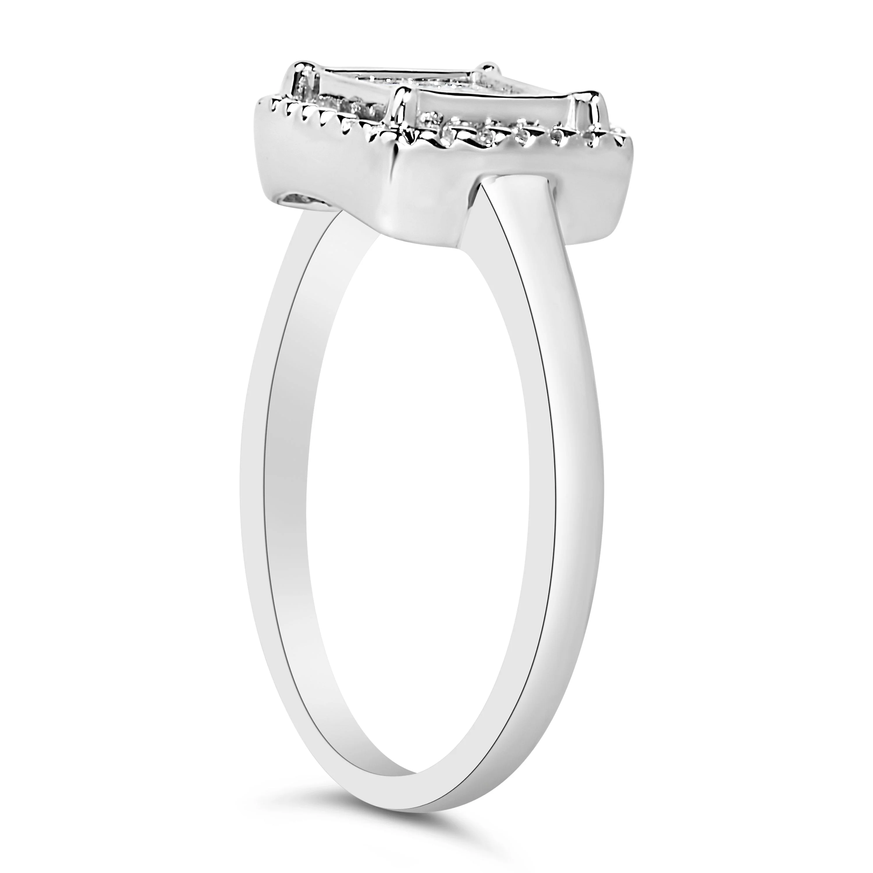 .925 Sterling Silver 1/5 Cttw Invisible Set Princess Cut Diamond Promise Ring with Beaded Halo (H-I Color, I1-I2 Clarity) - Ring Size 7 - Image 4