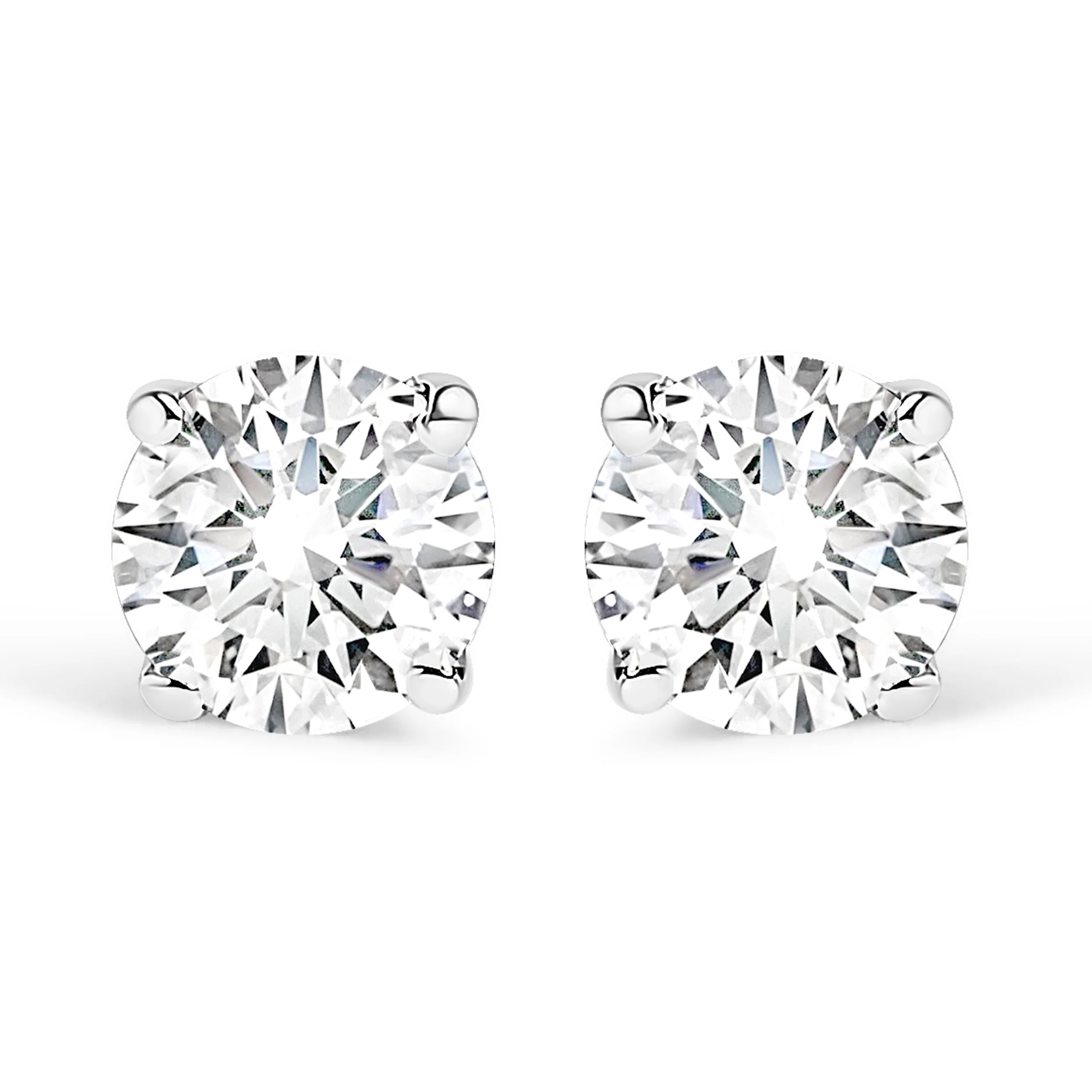 .925 Sterling Silver 1/5 Cttw Round Lab Grown Diamond Classic 4-Prong Solitaire Stud Earrings (F-G Color, VS1-VS2 Clarity)