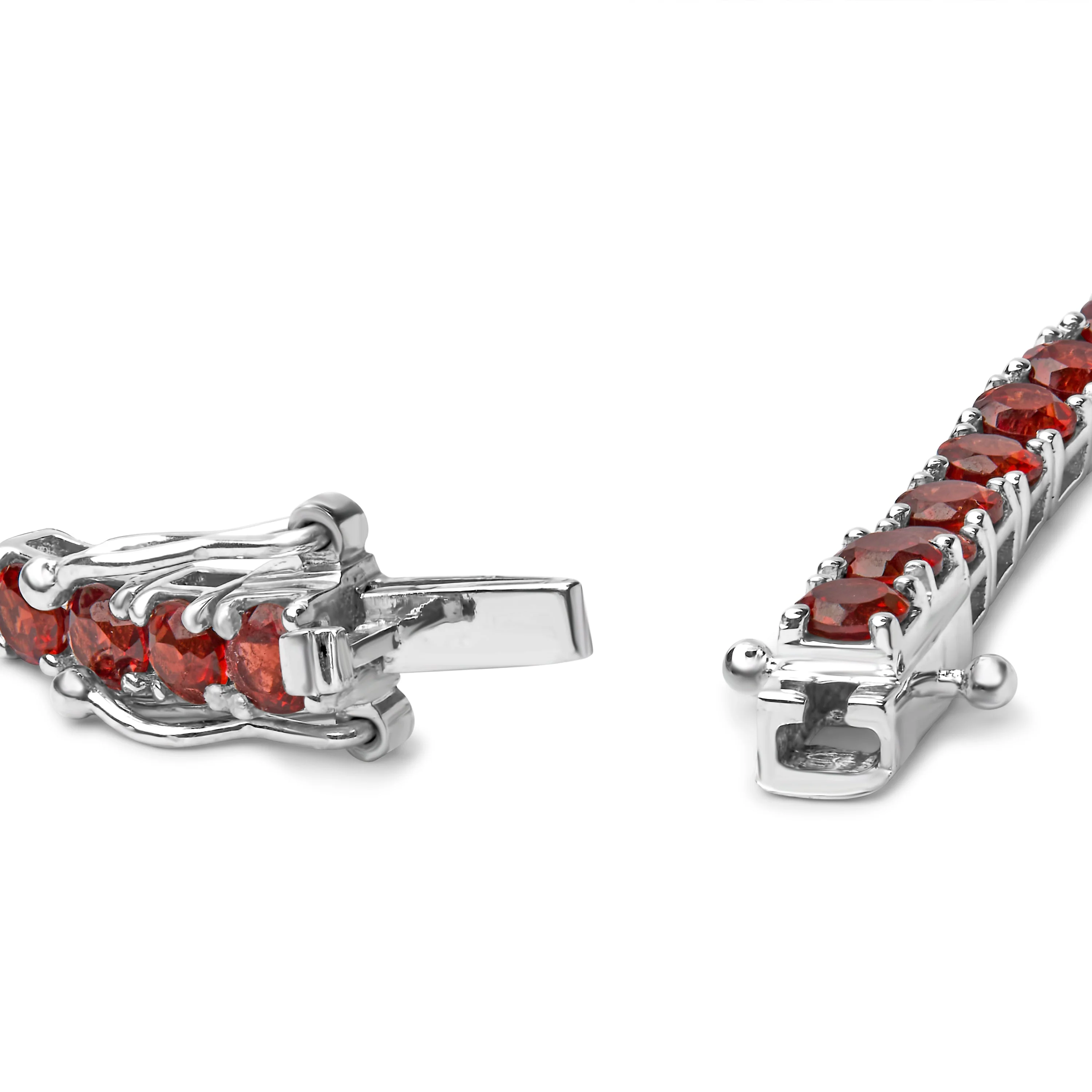 .925 Sterling Silver 10.0 Cttw Created Orange Garnet Tennis Bracelet - 7.25" - Image 2