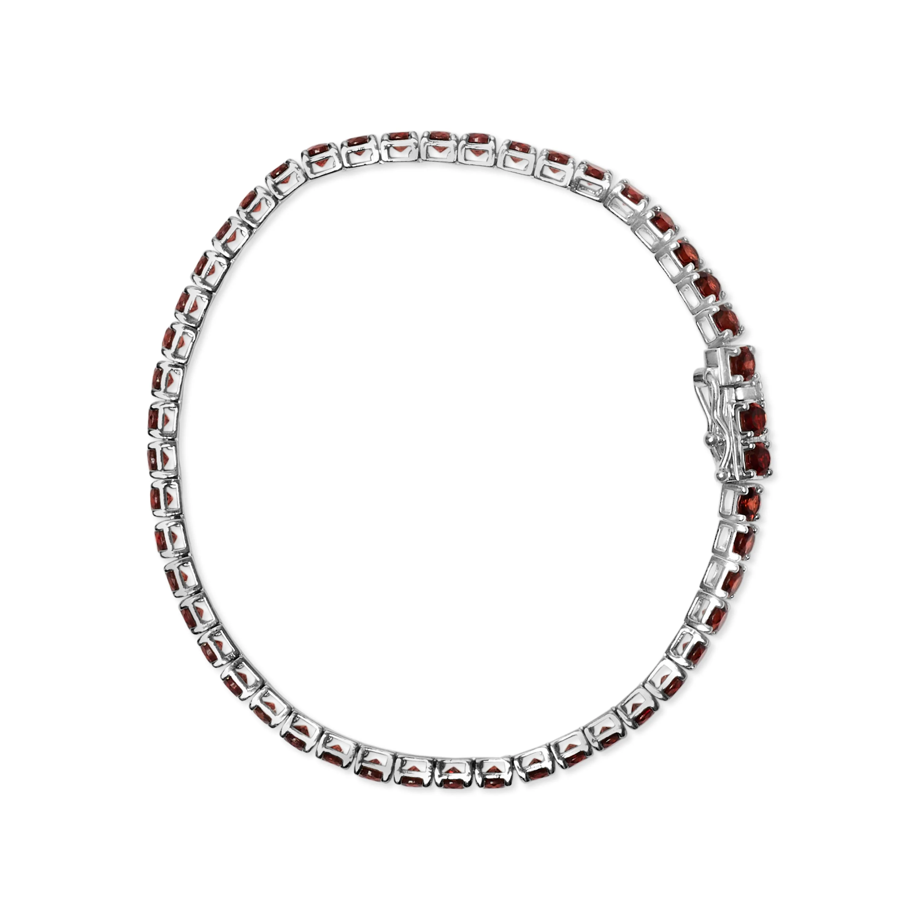 .925 Sterling Silver 10.0 Cttw Created Orange Garnet Tennis Bracelet - 7.25" - Image 6