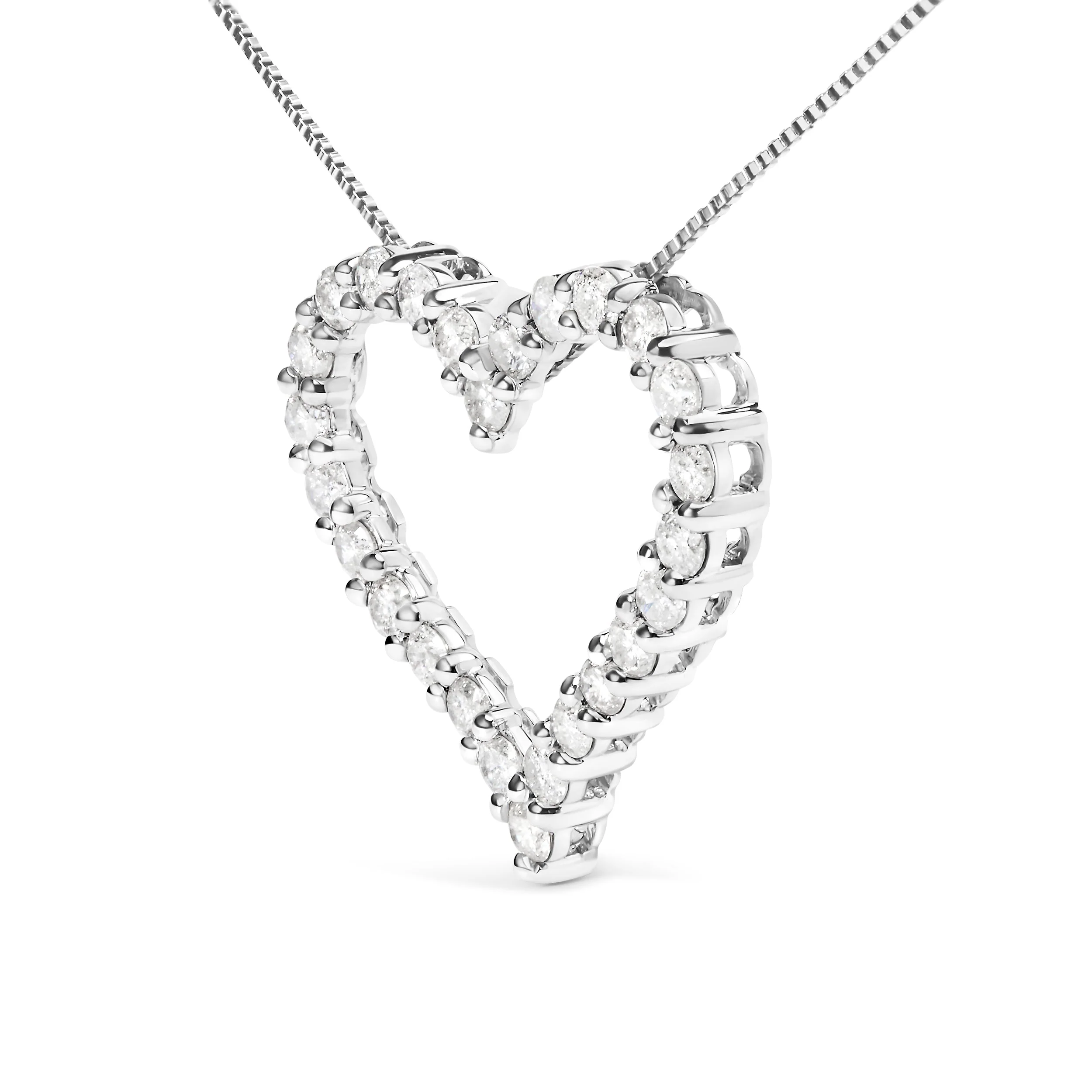 .925 Sterling Silver 2.0 Cttw Diamond Open Heart 18" Pendant Necklace (I-J Color, I2-I3 Clarity) - Image 7