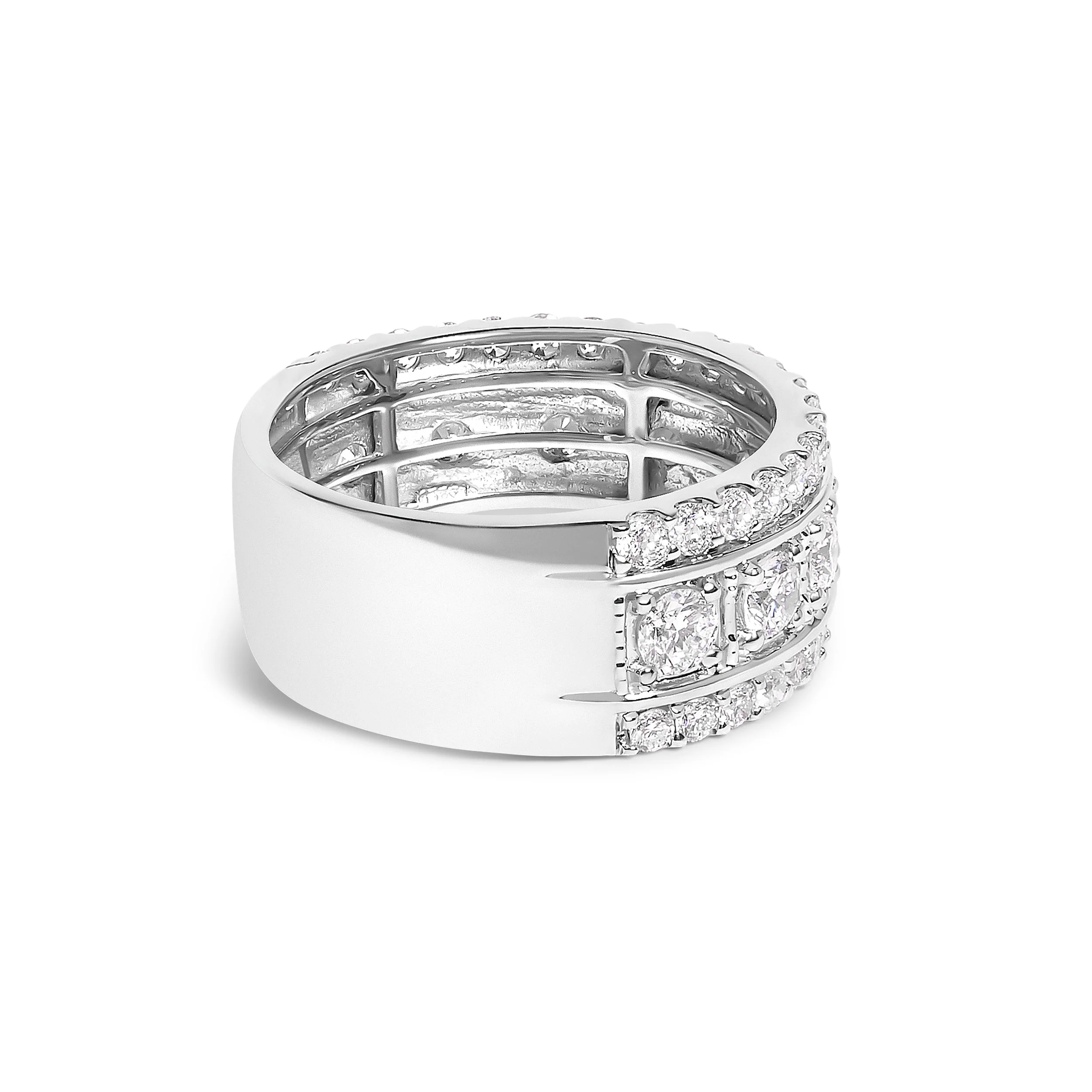 .925 Sterling Silver 2.0 Cttw Lab Grown Diamond Three-Row Pavé Band Ring - Image 2
