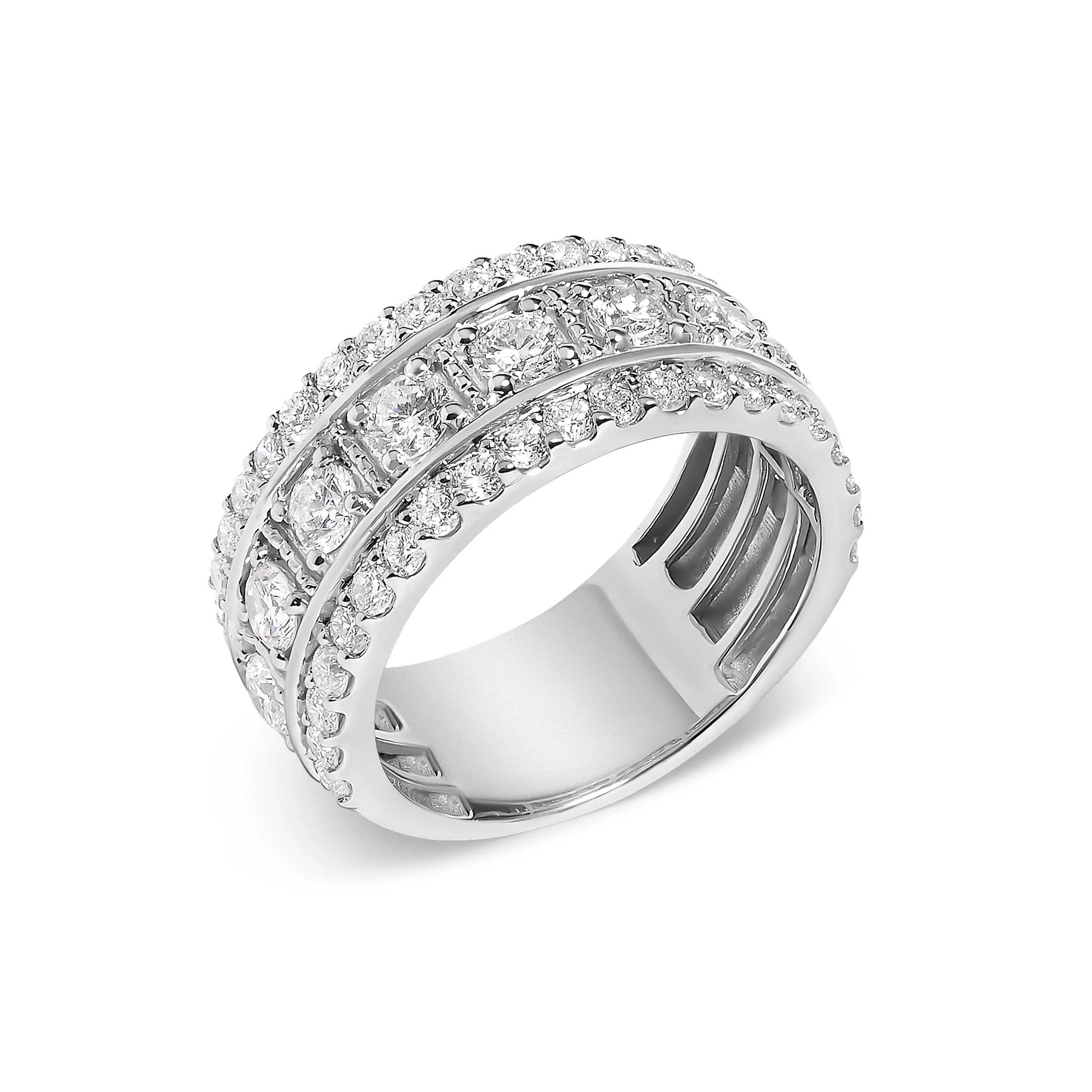 .925 Sterling Silver 2.0 Cttw Lab Grown Diamond Three-Row Pavé Band Ring - Image 3
