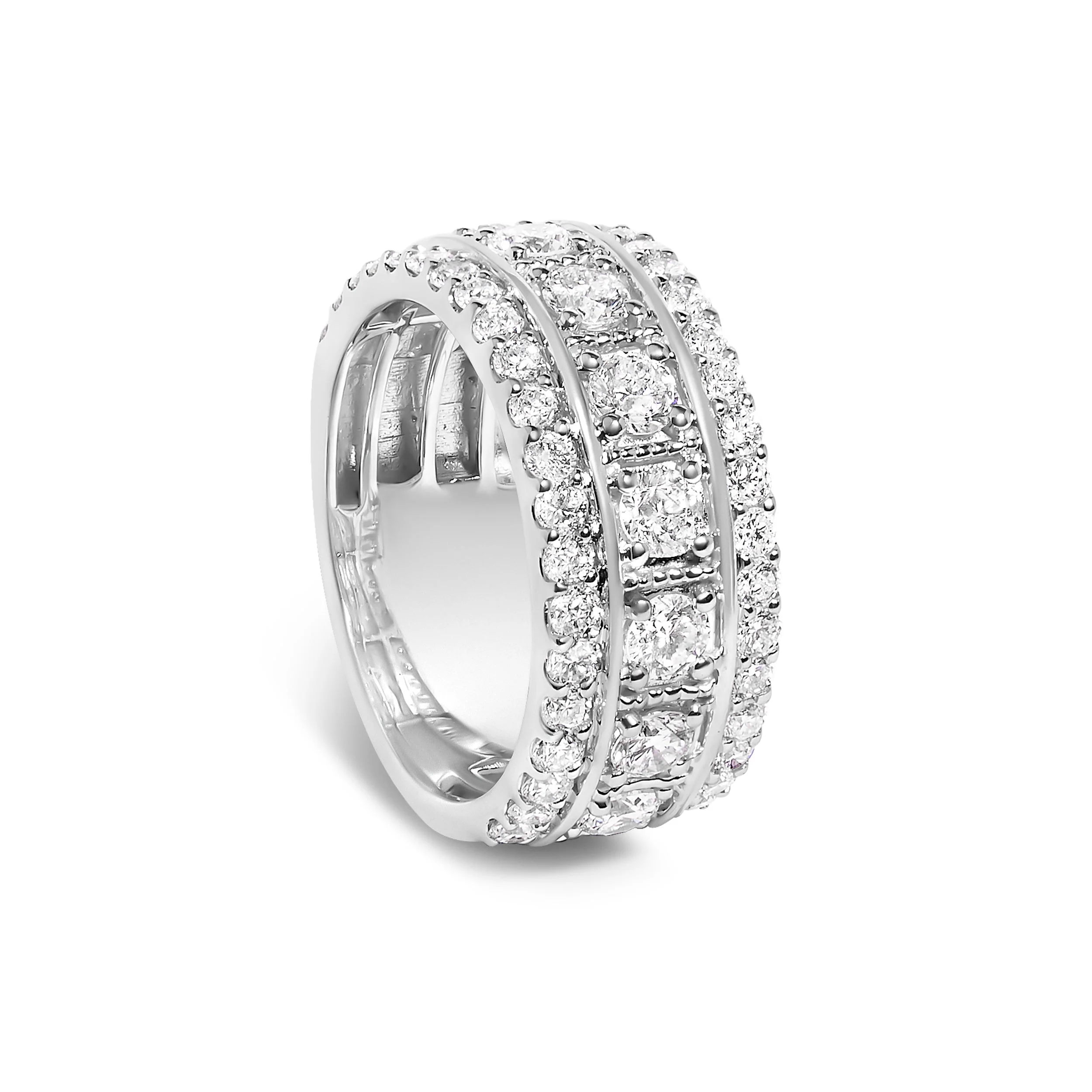 .925 Sterling Silver 2.0 Cttw Lab Grown Diamond Three-Row Pavé Band Ring - Image 4