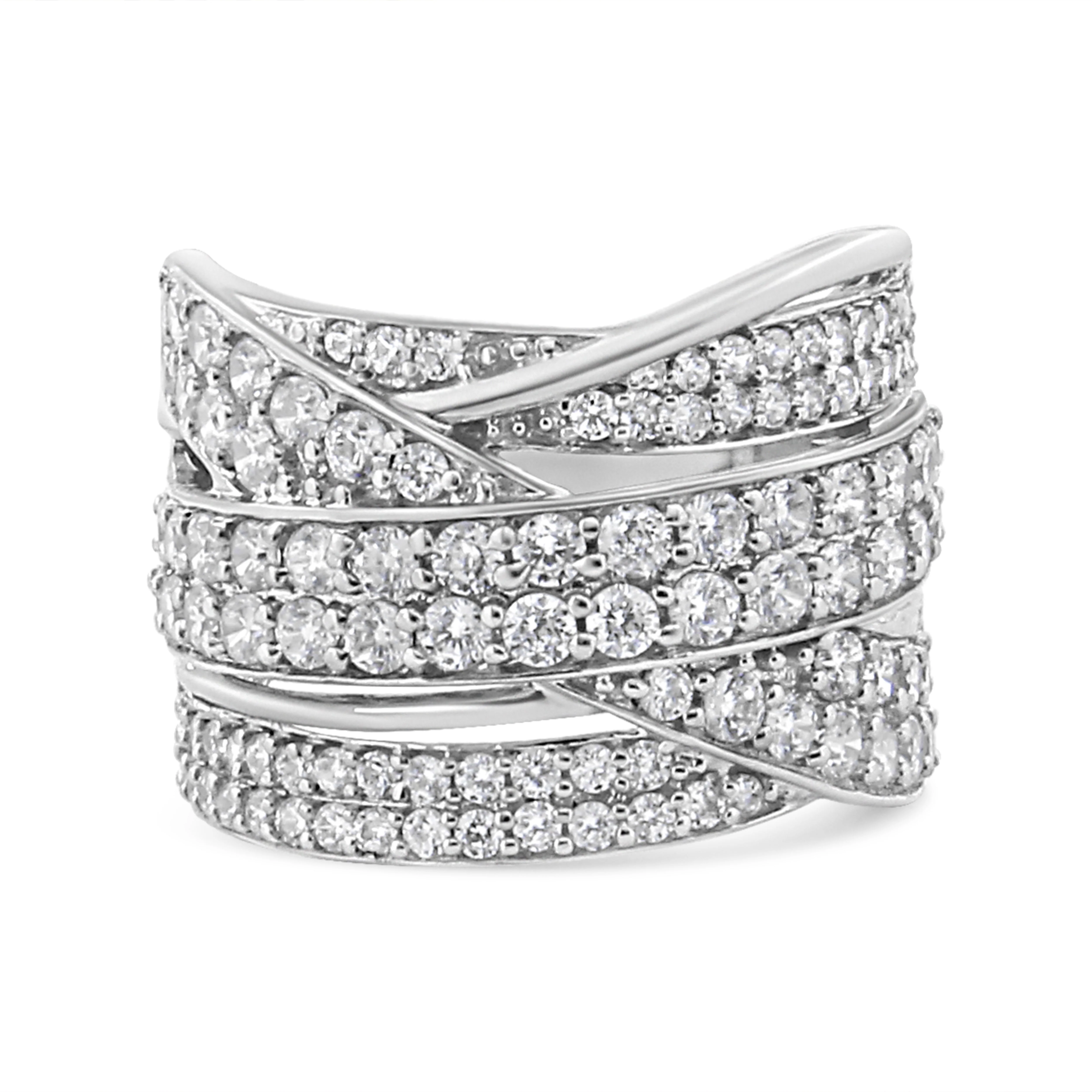 .925 Sterling Silver 2.00 Cttw Round-Cut Diamond Overlapping Bypass Band Ring (I-J Color, I2-I3 Clarity) - Ring Size 7 - Image 4