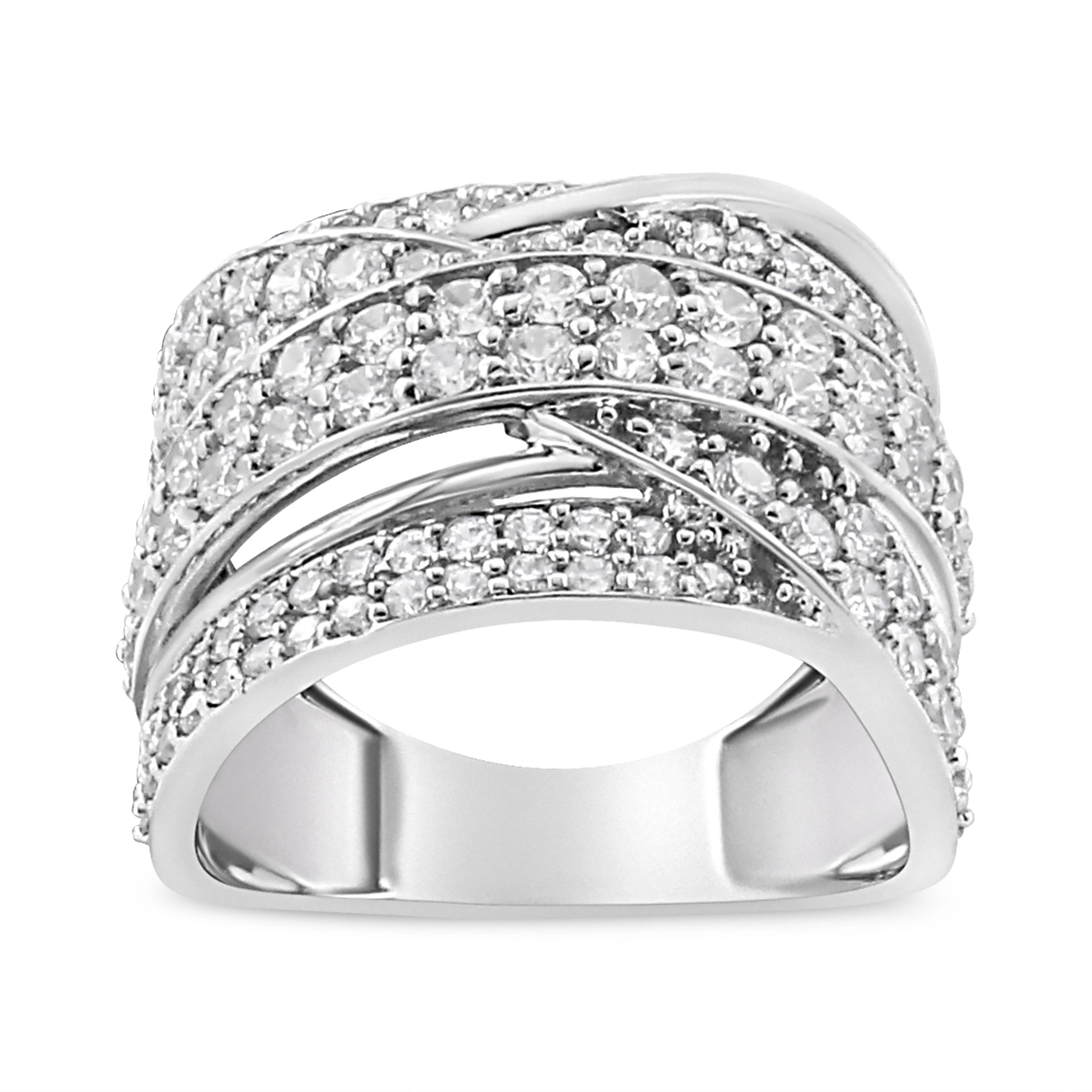 .925 Sterling Silver 2.00 Cttw Round-Cut Diamond Overlapping Bypass Band Ring (I-J Color, I2-I3 Clarity) - Ring Size 7 - Image 5