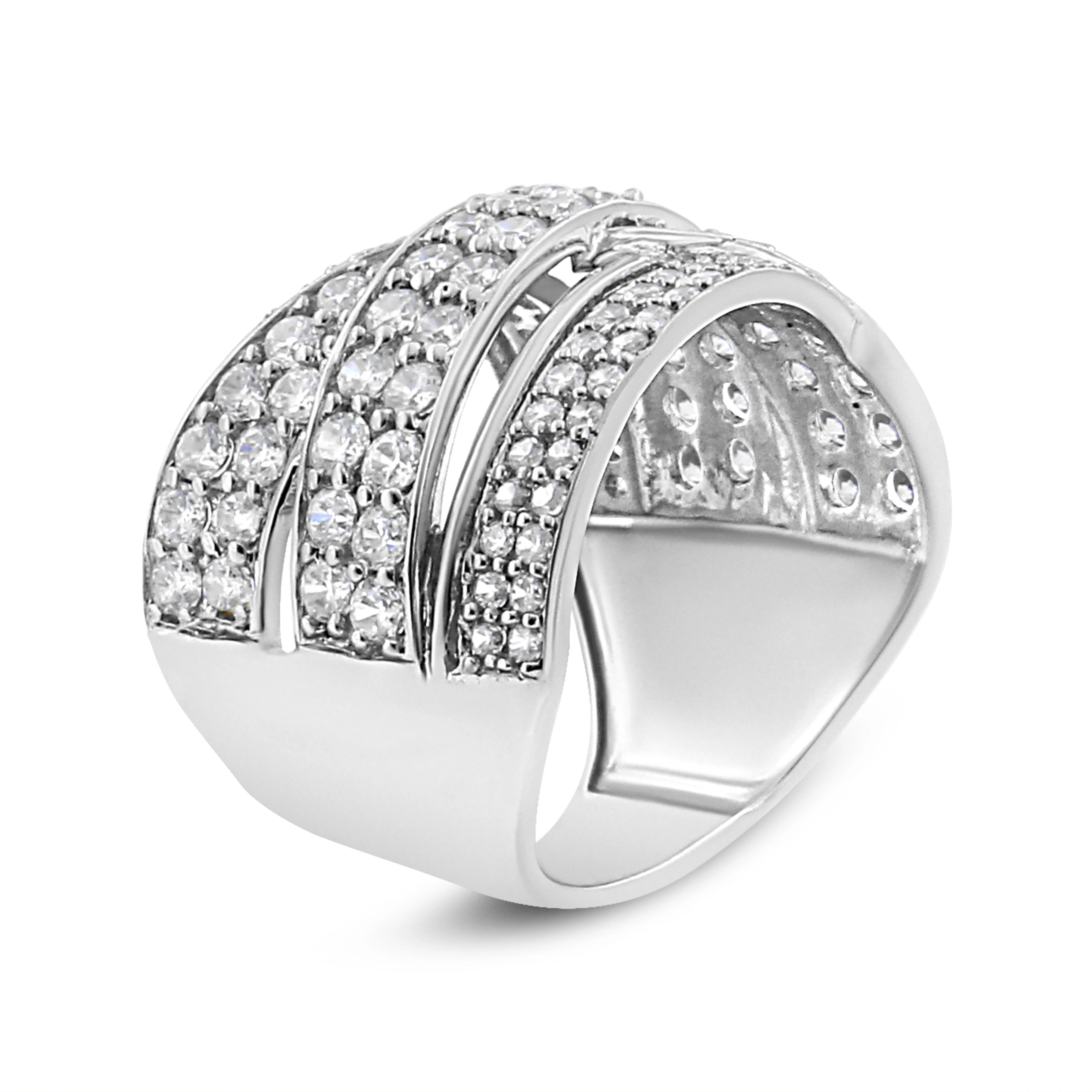 .925 Sterling Silver 2.00 Cttw Round-Cut Diamond Overlapping Bypass Band Ring (I-J Color, I2-I3 Clarity) - Ring Size 7 - Image 6