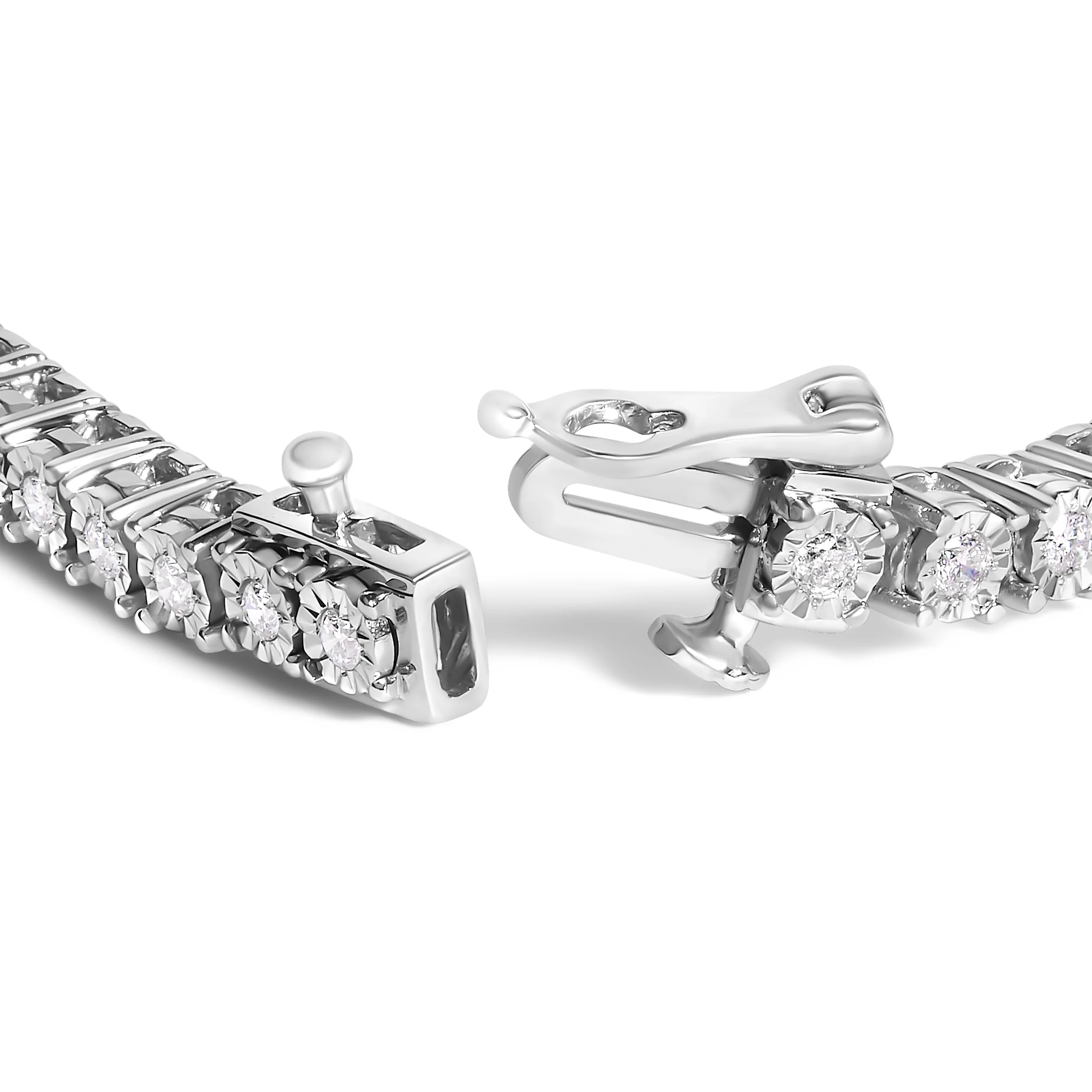 .925 Sterling Silver 3.0 Cttw Lab Grown Diamond Illusion-Set Miracle Plate Tennis Bracelet (G-H Color, VS1-VS2 Clarity) - Size 7.25" - Image 2