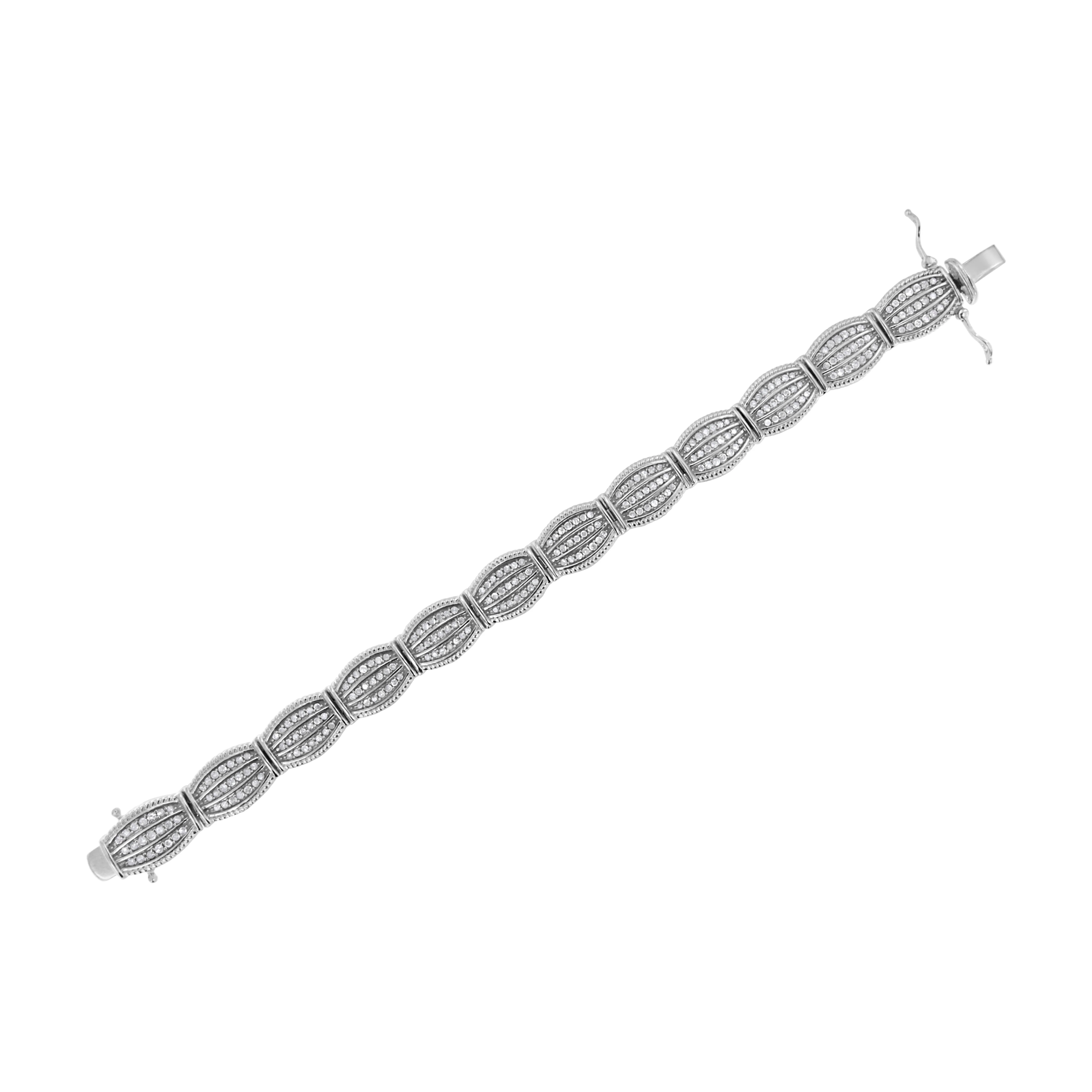 .925 Sterling Silver 3.0 Cttw Prong Set Diamond Art Deco Style Tennis Bracelet (I-J Color, I2-I3 Clarity) - 7.25" - Image 10