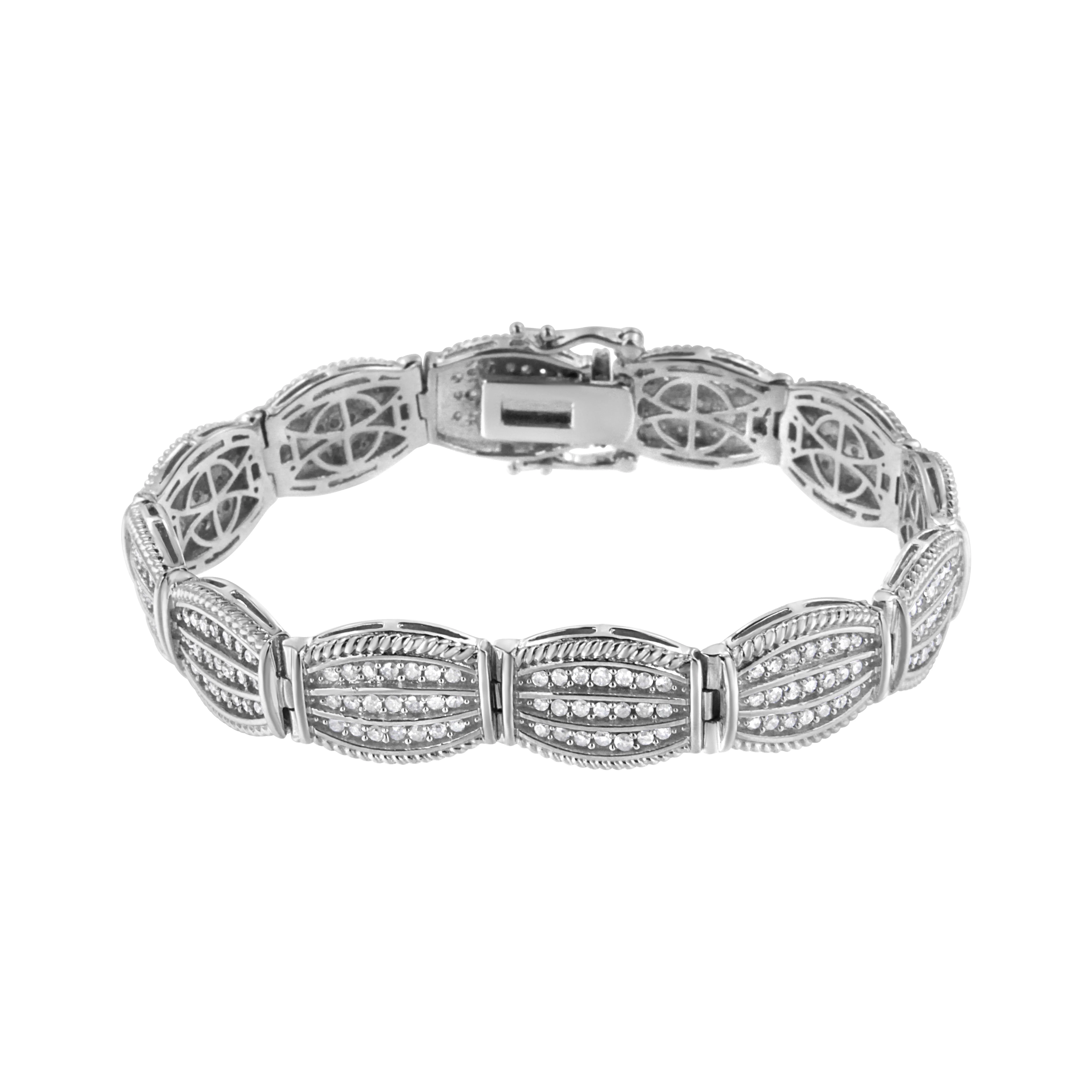 .925 Sterling Silver 3.0 Cttw Prong Set Diamond Art Deco Style Tennis Bracelet (I-J Color, I2-I3 Clarity) - 7.25" - Image 7