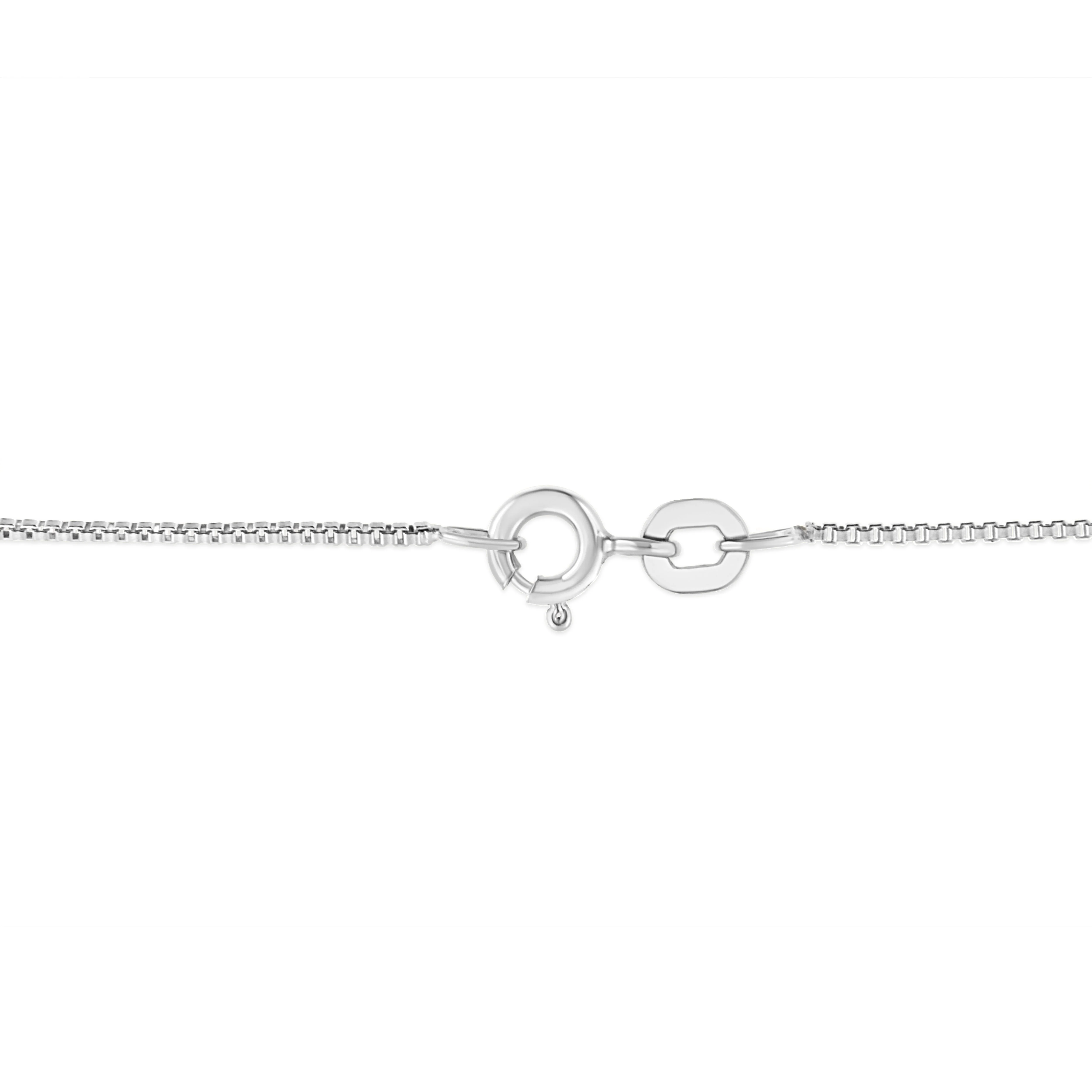 .925 Sterling Silver 3/4 Cttw Treated Blue Diamond Solitaire 18" Milgrain Pendant Necklace (Blue Color, I1-I2 Clarity) - Image 5