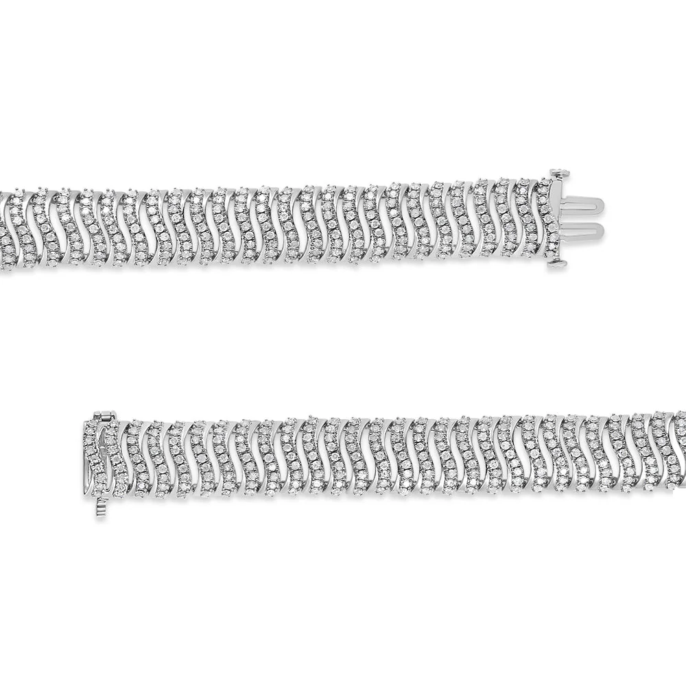 .925 Sterling Silver 5.00 Cttw Round-Cut Diamond "S" Link Bracelet (I-J Color, I3 Clarity) - Size 7.25 - Image 5