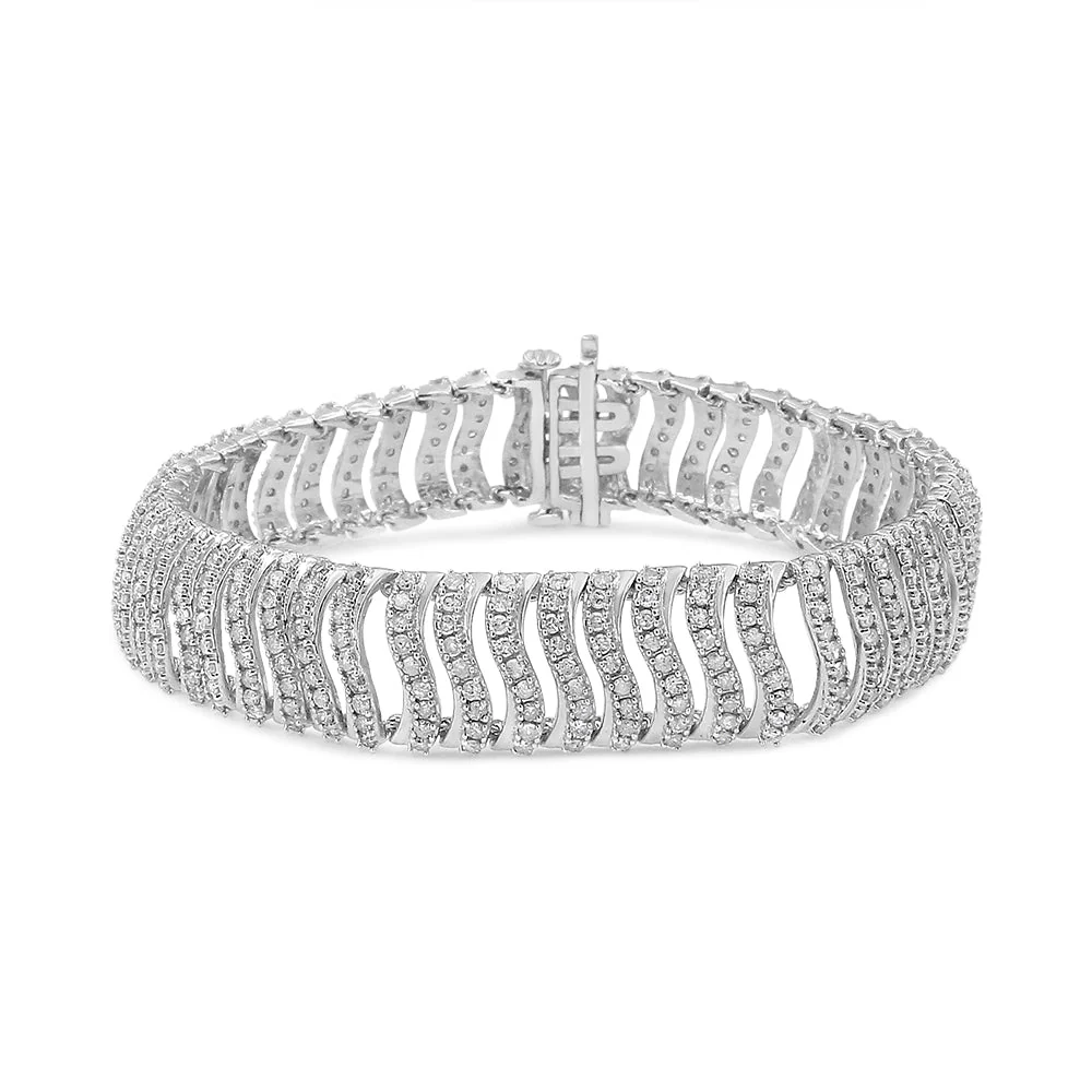 .925 Sterling Silver 5.00 Cttw Round-Cut Diamond "S" Link Bracelet (I-J Color, I3 Clarity) - Size 7.25 - Image 7
