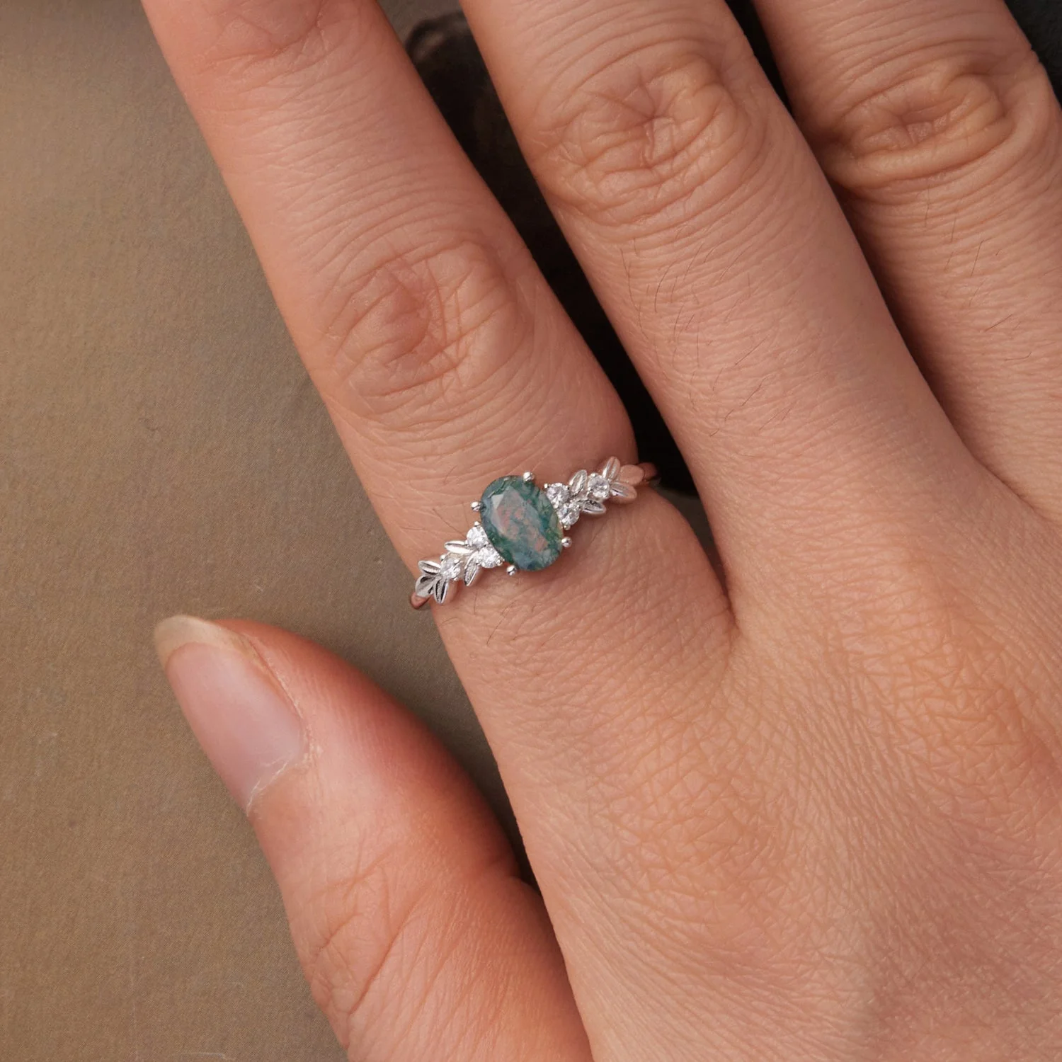 925 Sterling Silver Agate and CZ Pendant Ring Size 6 for Women - Image 6