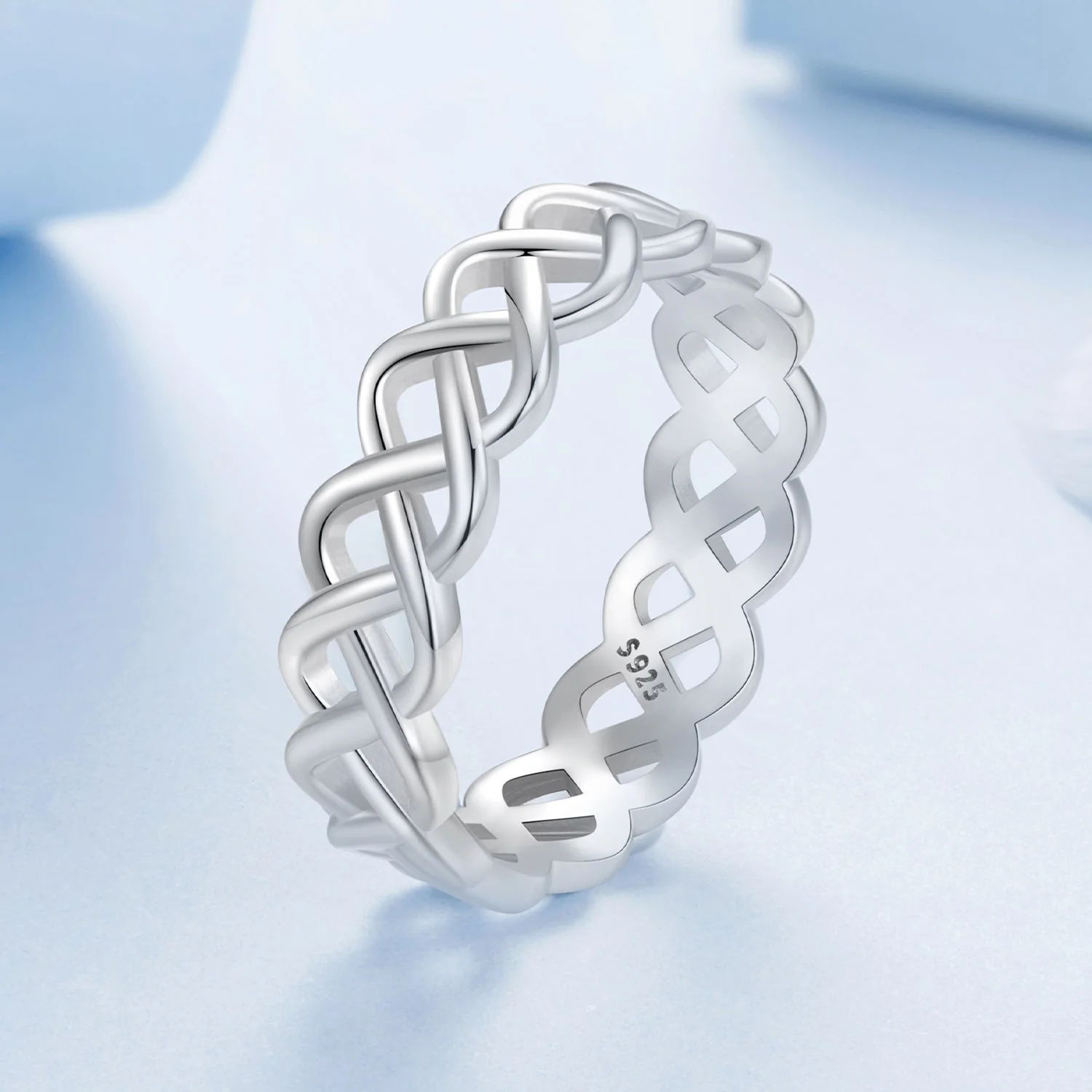 925 Sterling Silver and White Gold 0.5cm Ring Size 6.0 - Image 2