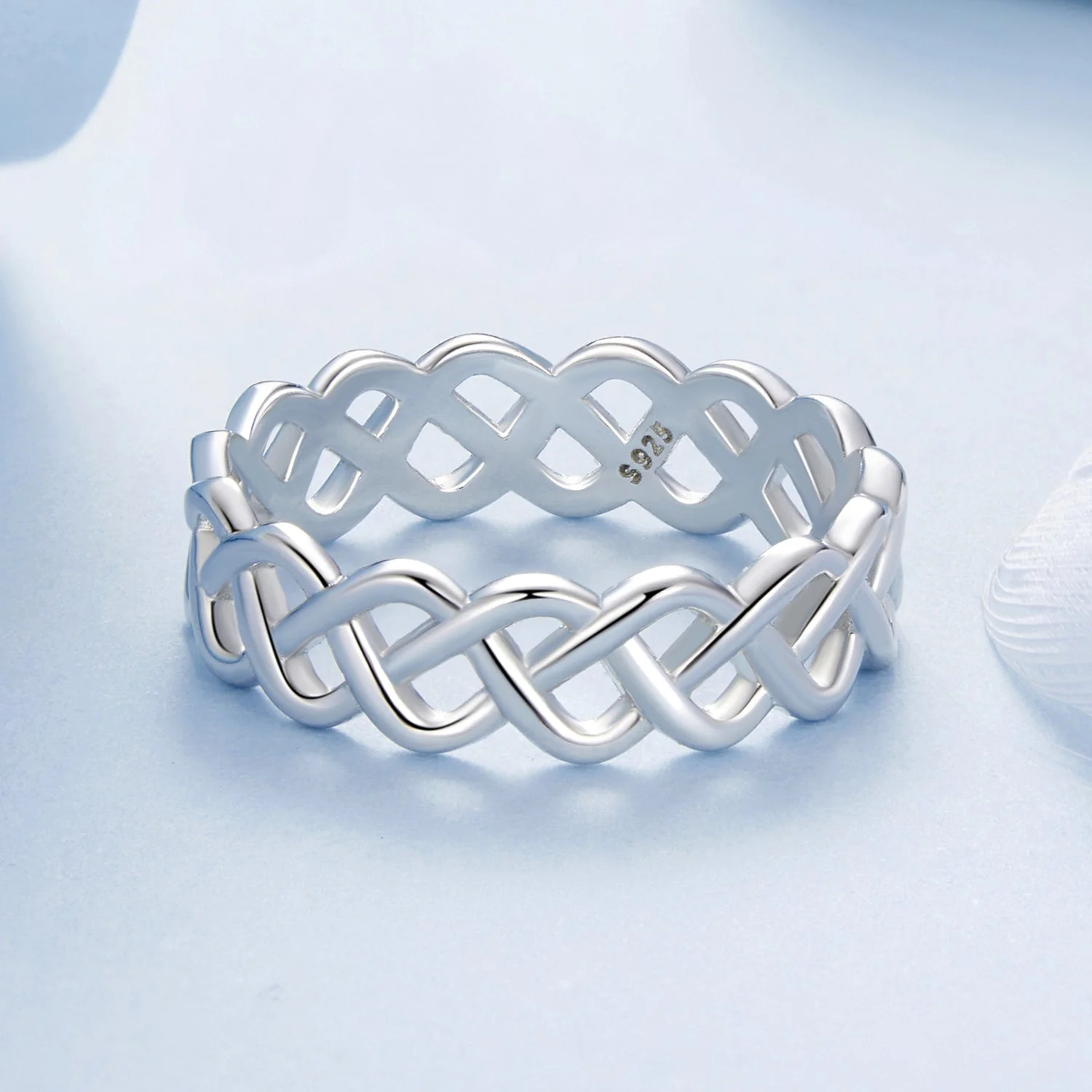 925 Sterling Silver and White Gold 0.5cm Ring Size 6.0 - Image 3