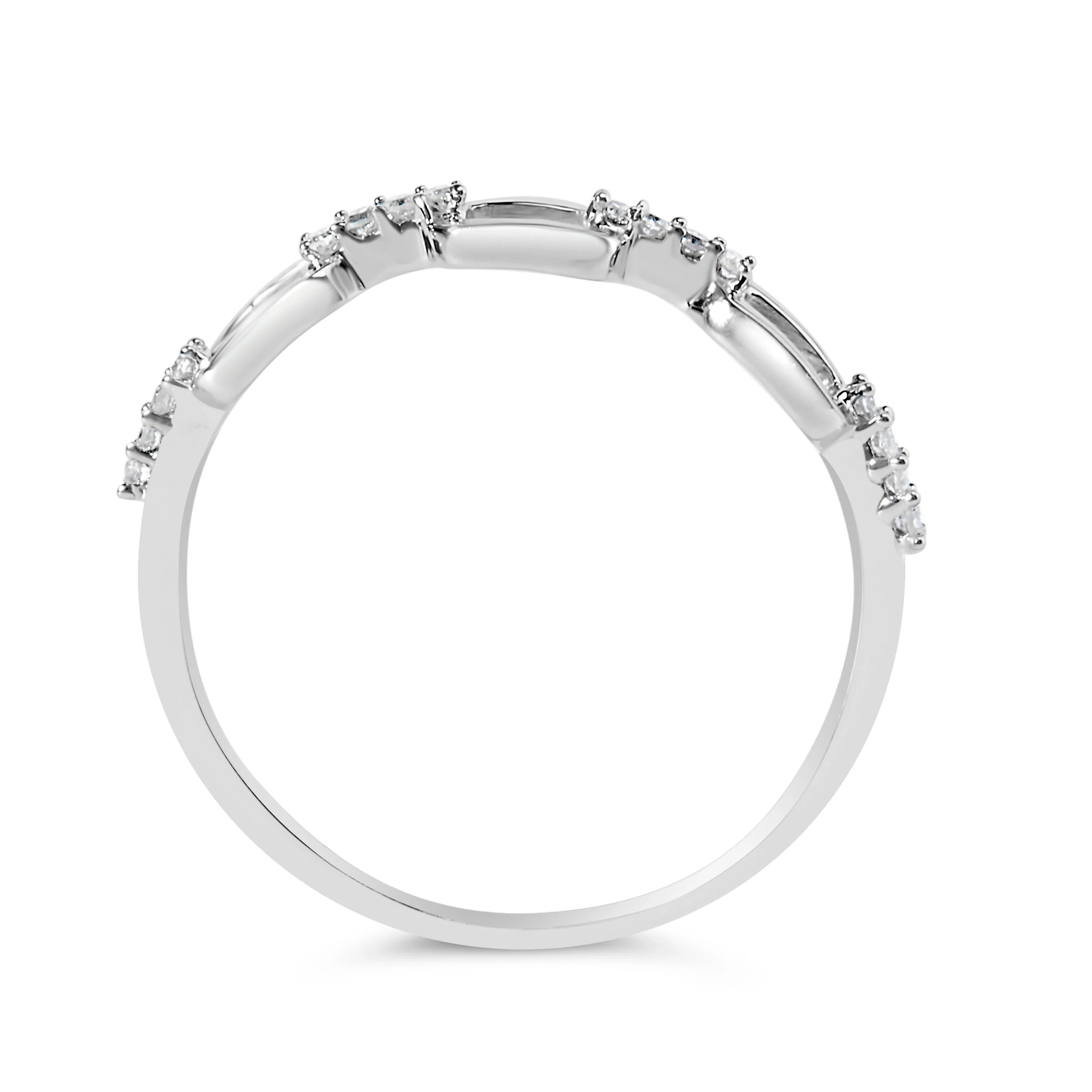 .925 Sterling Silver Diamond Accent Paperclip Band Ring (I-J Color, I2-I3 Clarity) - Ring Size 6 - Image 10