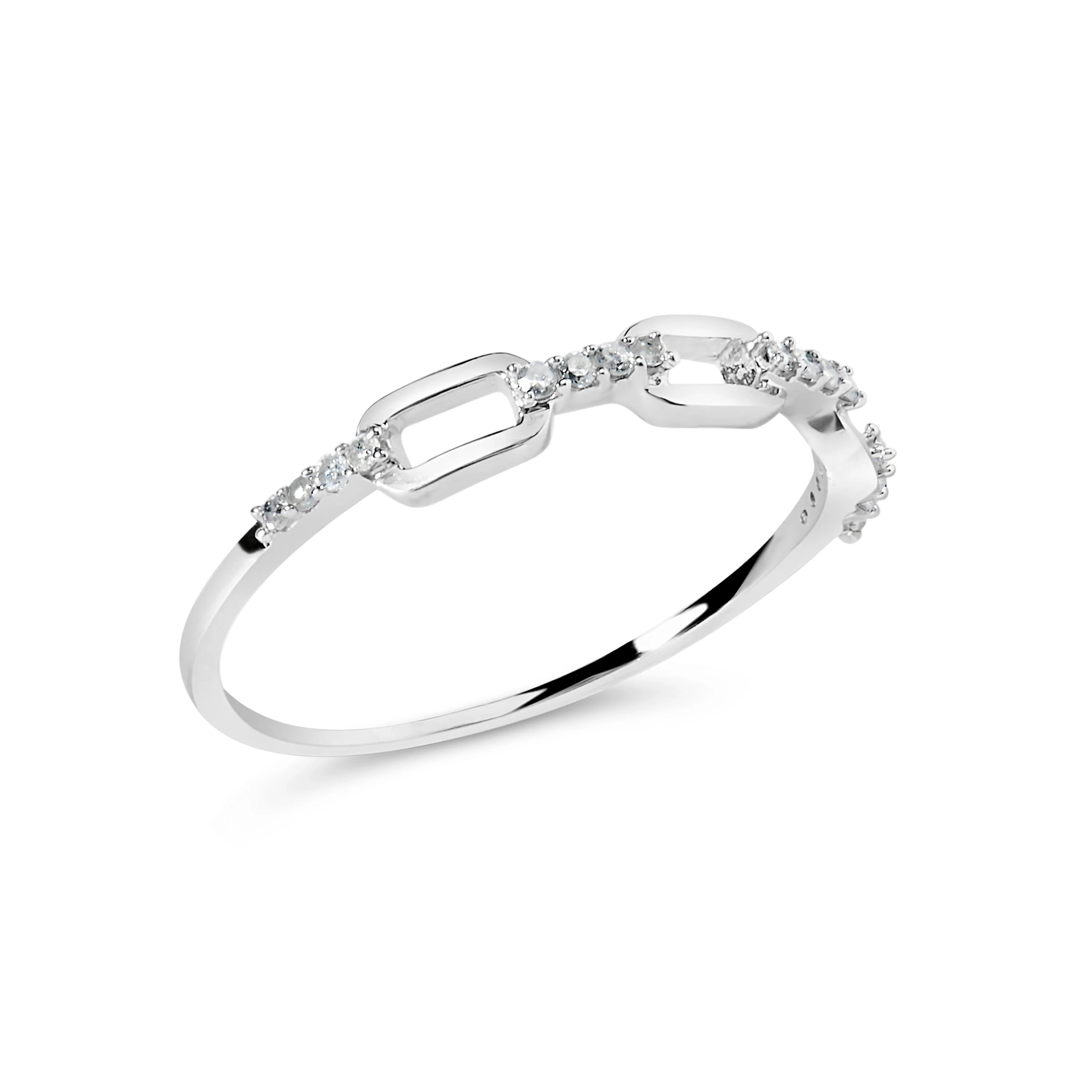.925 Sterling Silver Diamond Accent Paperclip Band Ring (I-J Color, I2-I3 Clarity) - Ring Size 6 - Image 3