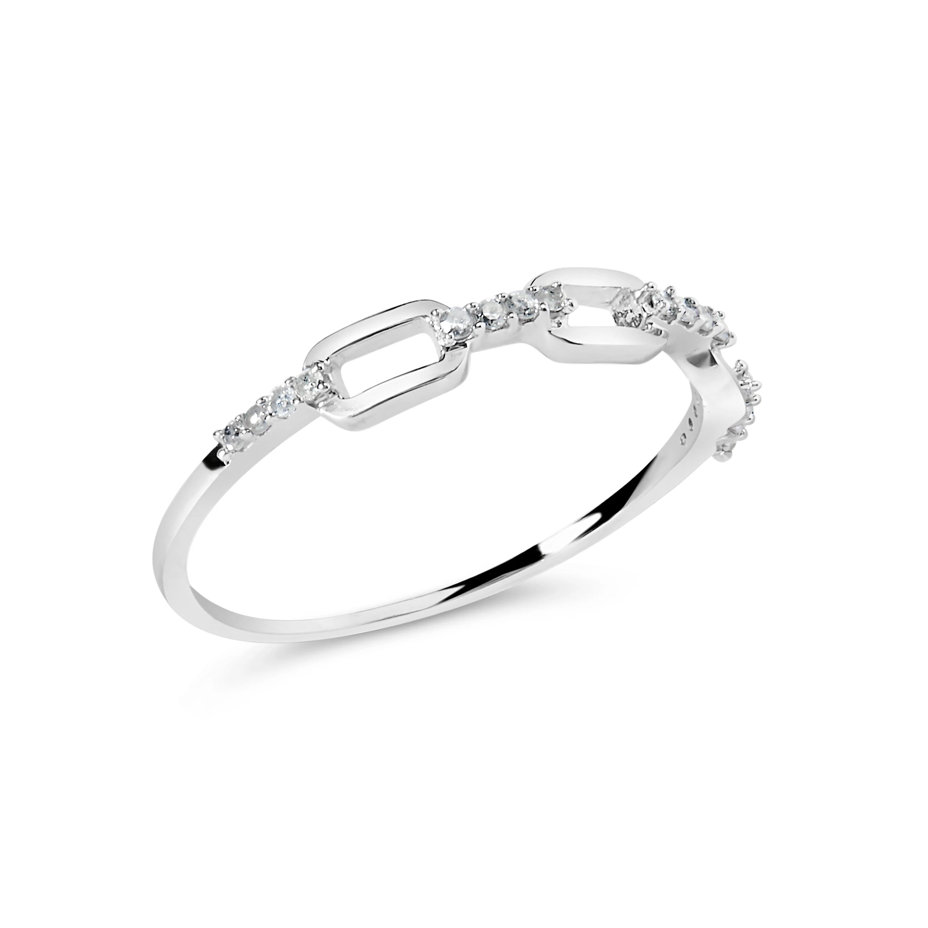 .925 Sterling Silver Diamond Accent Paperclip Band Ring (I-J Color, I2-I3 Clarity) - Ring Size 6 - Image 8