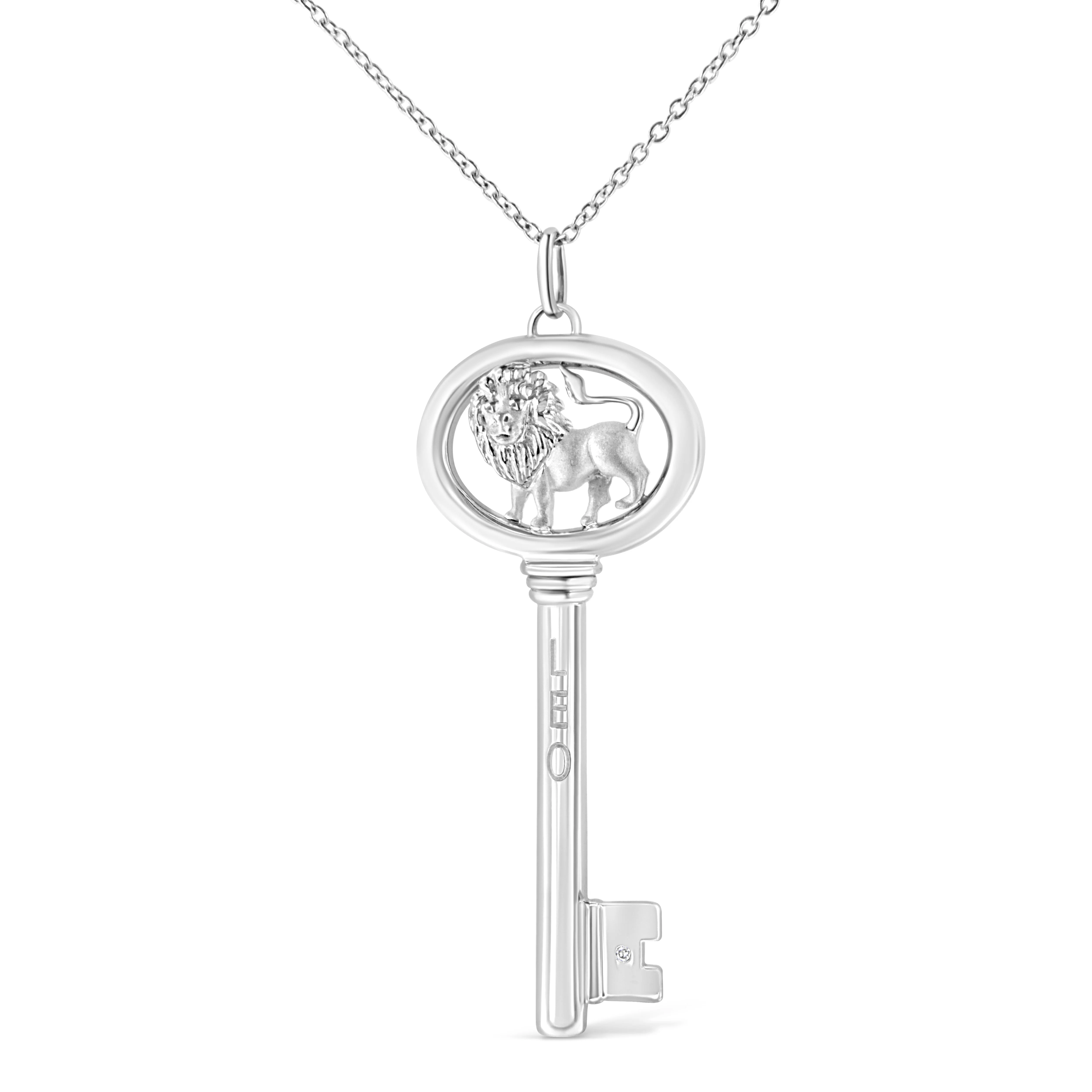 .925 Sterling Silver Diamond Accent Virgo Zodiac Key 18" Pendant Necklace (K-L Color, I1-I2 Clarity) - Image 10