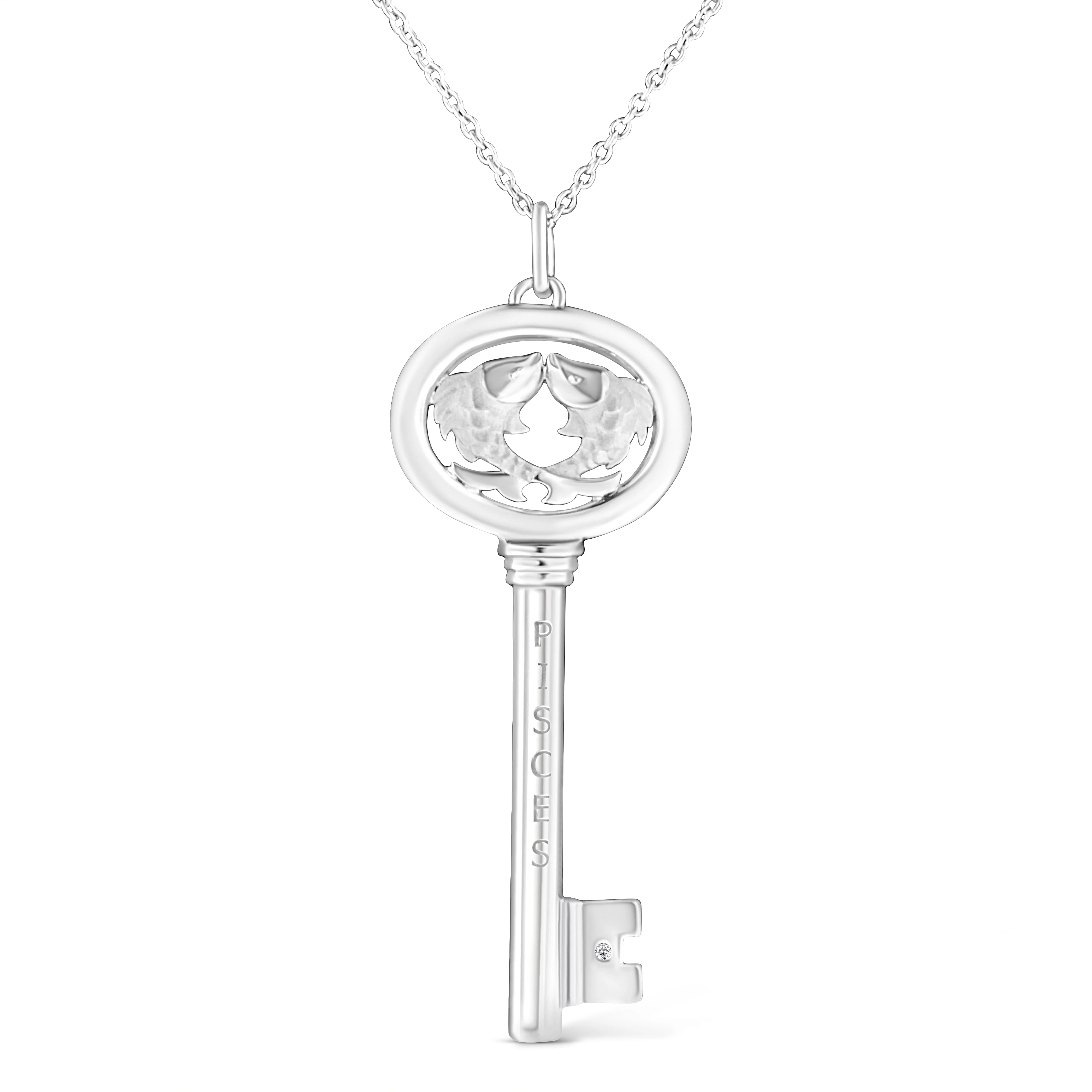 .925 Sterling Silver Diamond Accent Virgo Zodiac Key 18" Pendant Necklace (K-L Color, I1-I2 Clarity) - Image 12