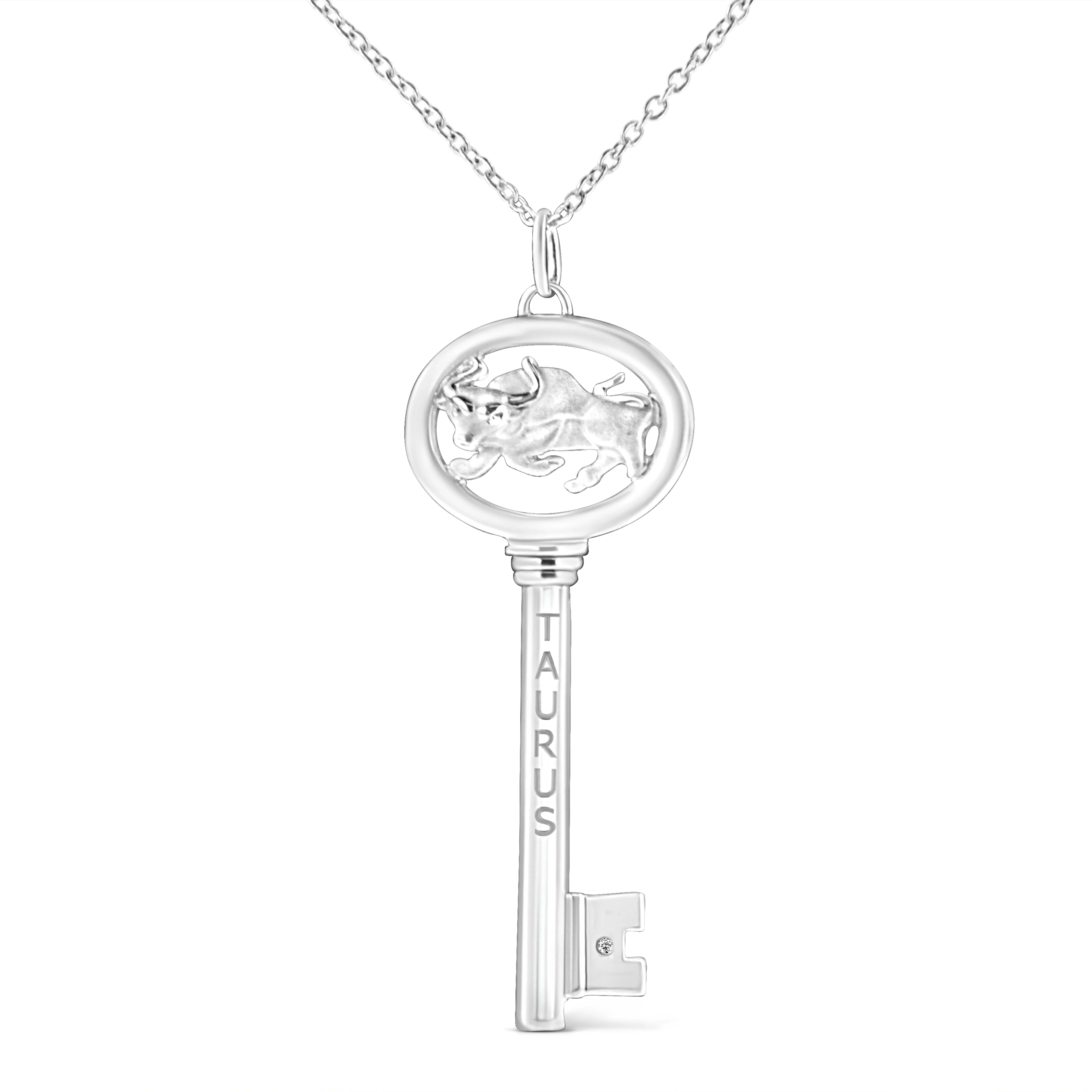 .925 Sterling Silver Diamond Accent Virgo Zodiac Key 18" Pendant Necklace (K-L Color, I1-I2 Clarity) - Image 14