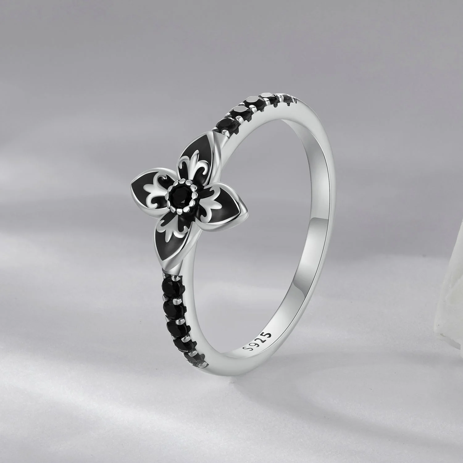 925 Sterling Silver Enamel 0.9x1.0cm Pendant Rings for Women