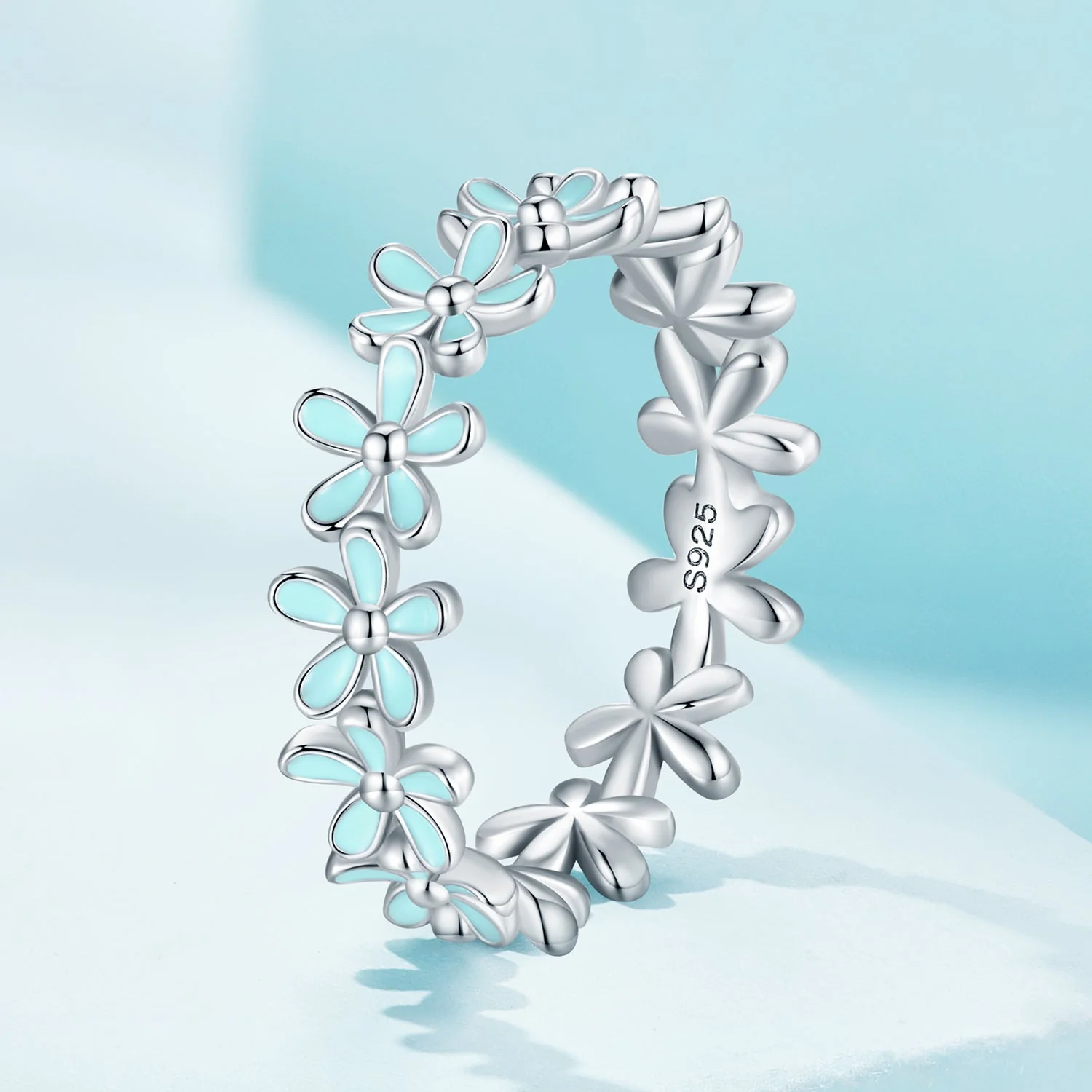 925 Sterling Silver Enamel Process Plated Platinum Ring Size 6 for Women - Image 2