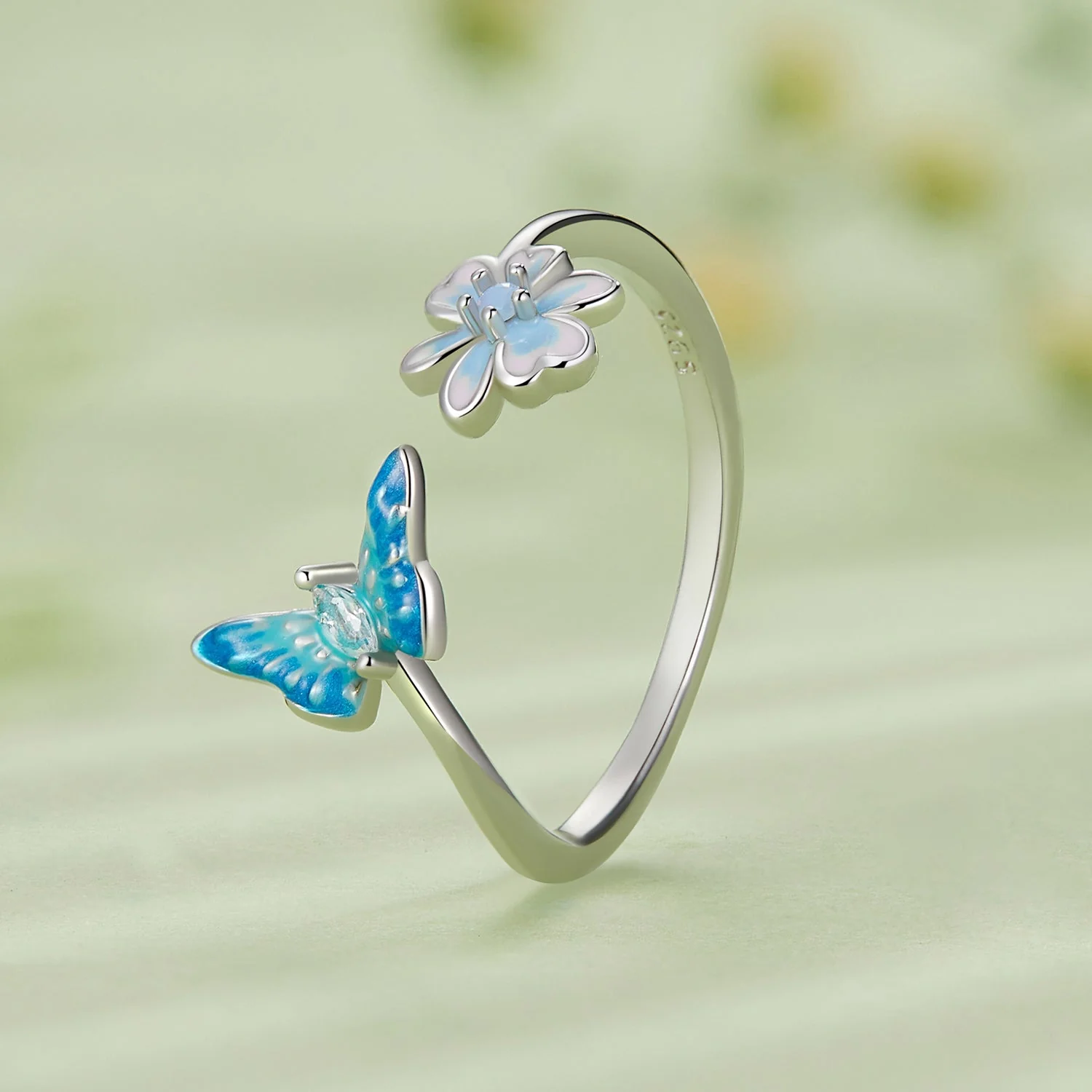 925 Sterling Silver Opal Nanometer Stone Plated Platinum Ring - Image 3