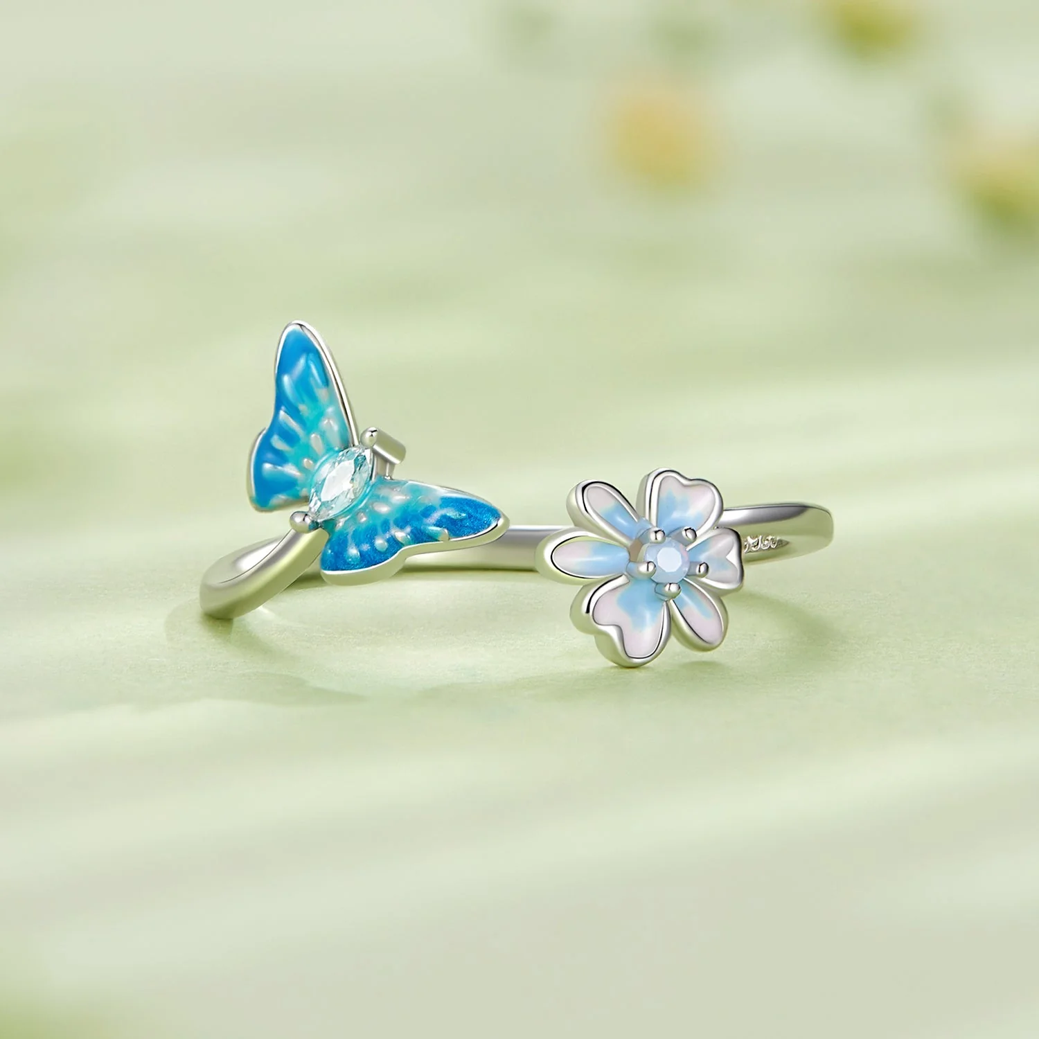 925 Sterling Silver Opal Nanometer Stone Plated Platinum Ring - Image 5