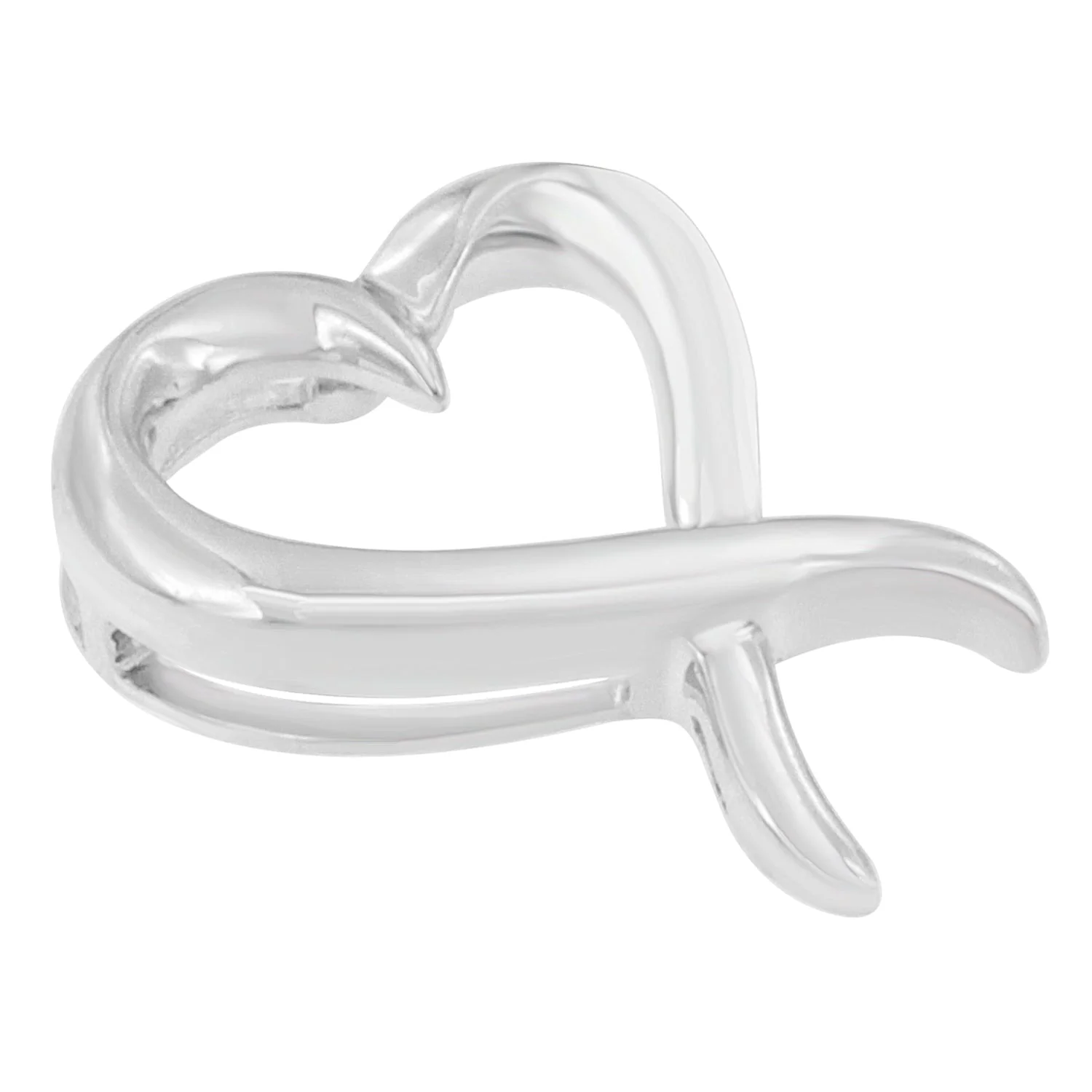 .925 Sterling Silver Open Heart-Shaped Awareness Ribbon Pendant Necklace - Image 3