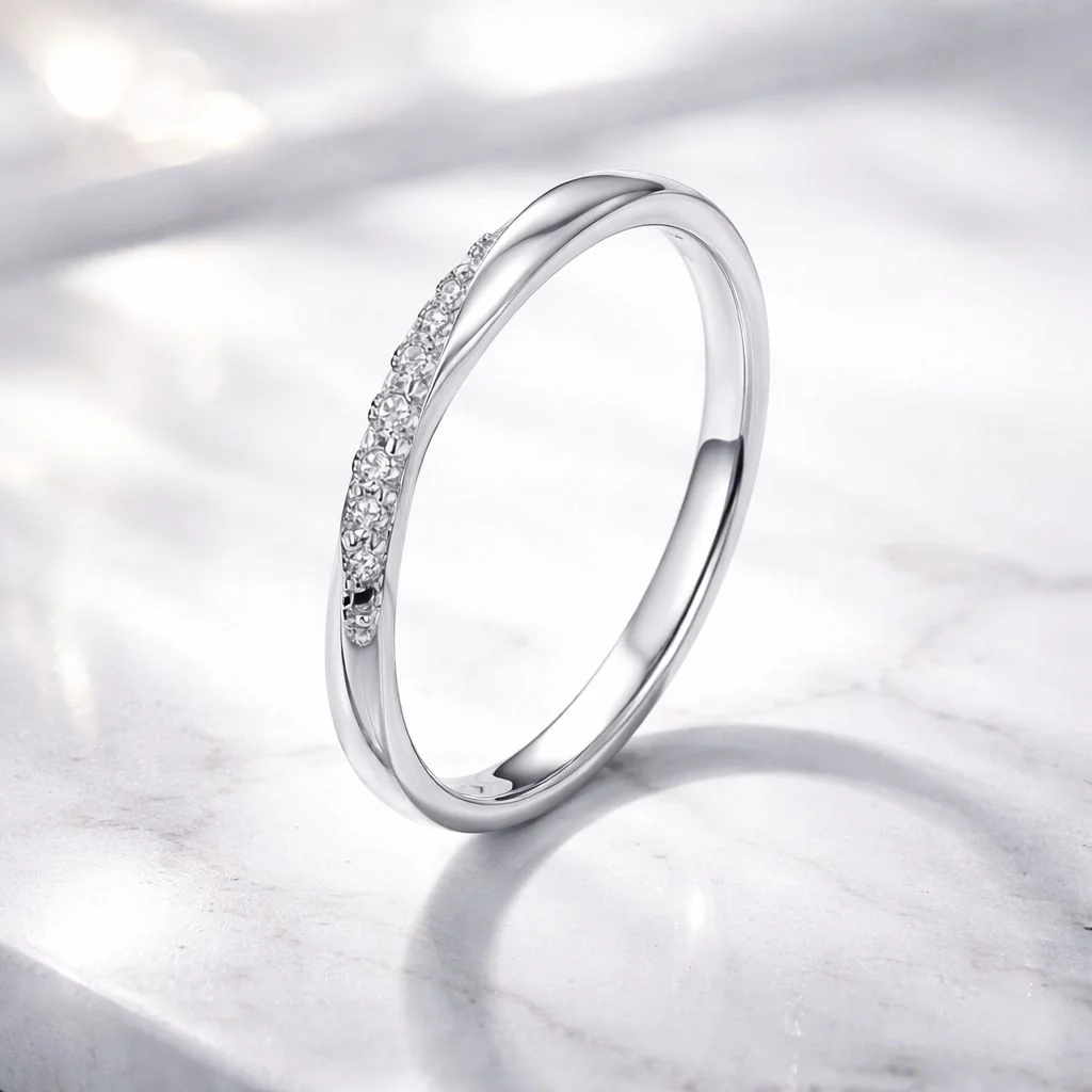 925 Sterling Silver Pavé Set CZ Platinum Plated Ring Size 6 for Women - Image 2