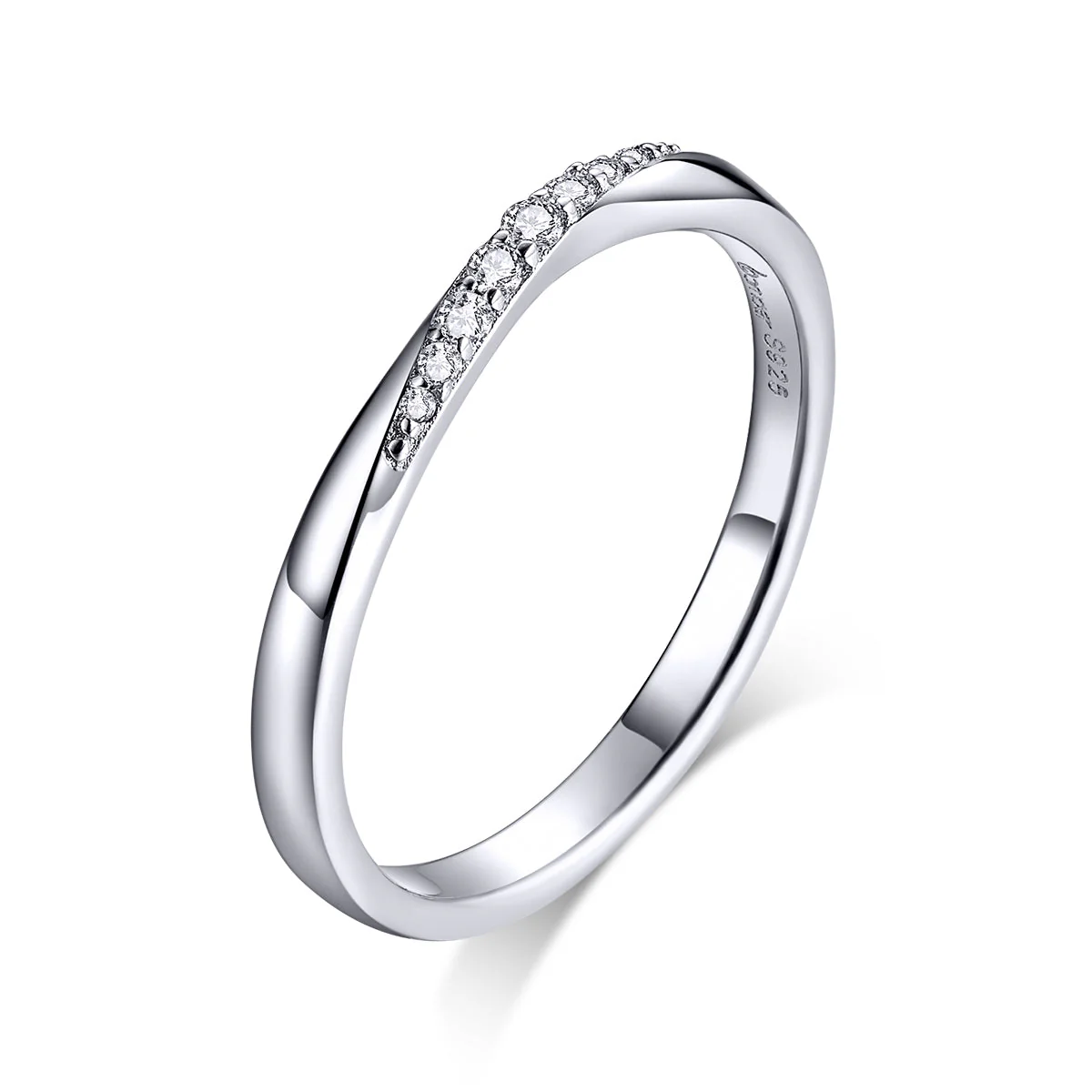 925 Sterling Silver Pavé Set CZ Platinum Plated Ring Size 6 for Women - Image 3