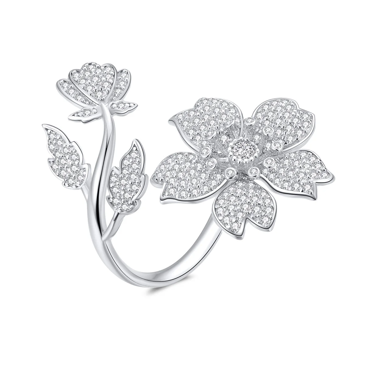 925 Sterling Silver Plated Platinum Pavé Setting CZ 0.2cm Ring