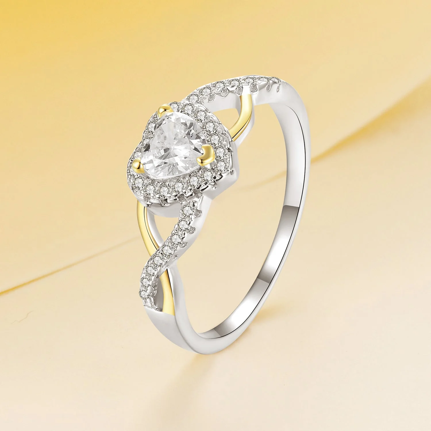 925 Sterling Silver & Plated White Gold 1.7mm CZ Ring Size 7.0 for Women