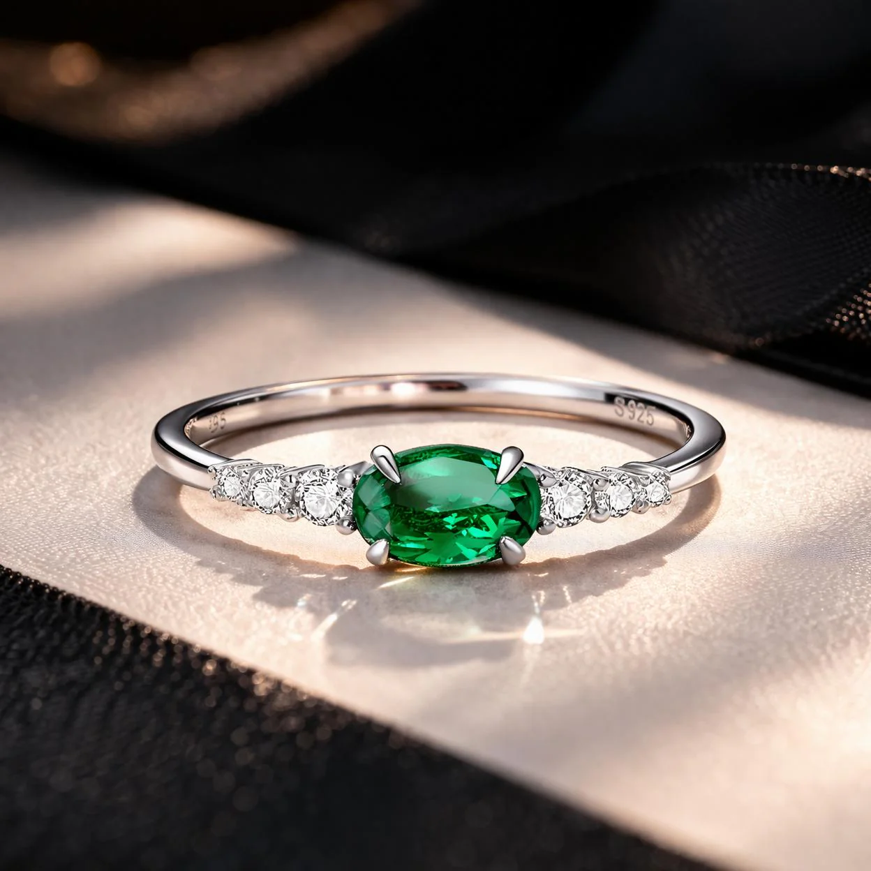 925 Sterling Silver & Platinum Plated 0.1cm CZ Ring for Women - Size 6.0 - Image 3