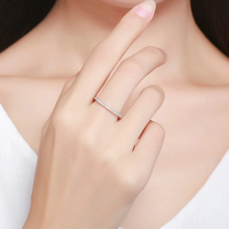 925 Sterling Silver Platinum Plated CZ Pavé Setting Ring Size 5.0 for Women - Image 5