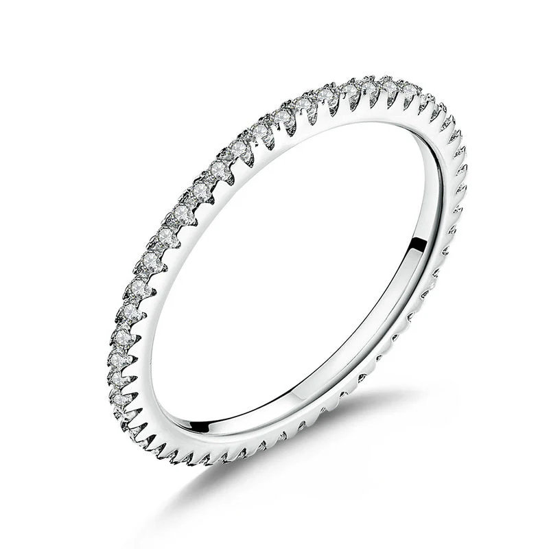 925 Sterling Silver Platinum Plated CZ Pavé Setting Ring Size 5.0 for Women - Image 6