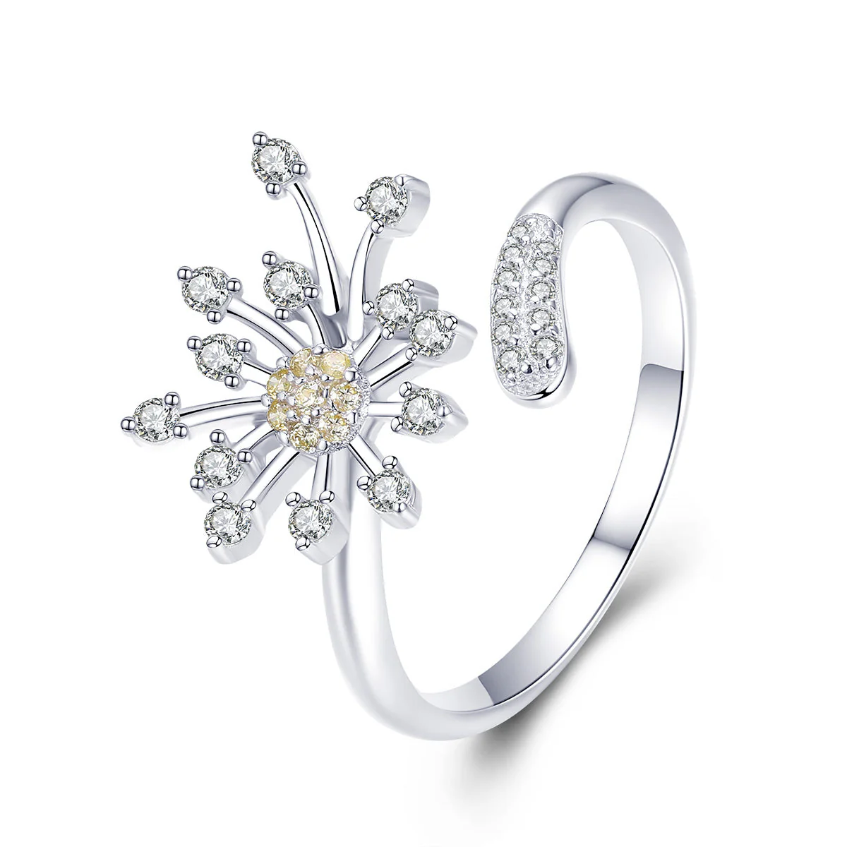 925 Sterling Silver Ring with Plated Platinum and Pavé Setting CZ - Image 3