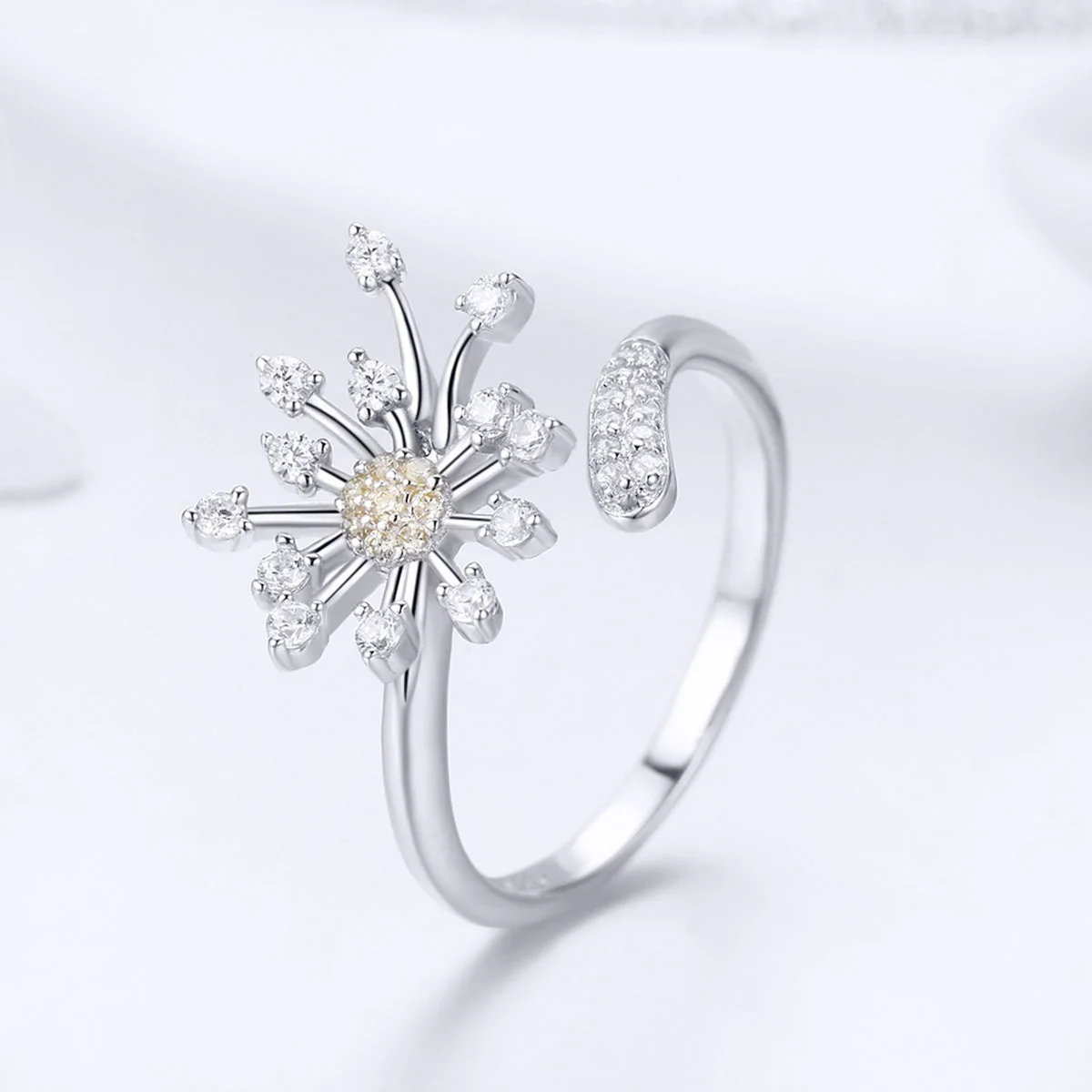 925 Sterling Silver Ring with Plated Platinum and Pavé Setting CZ - Image 5