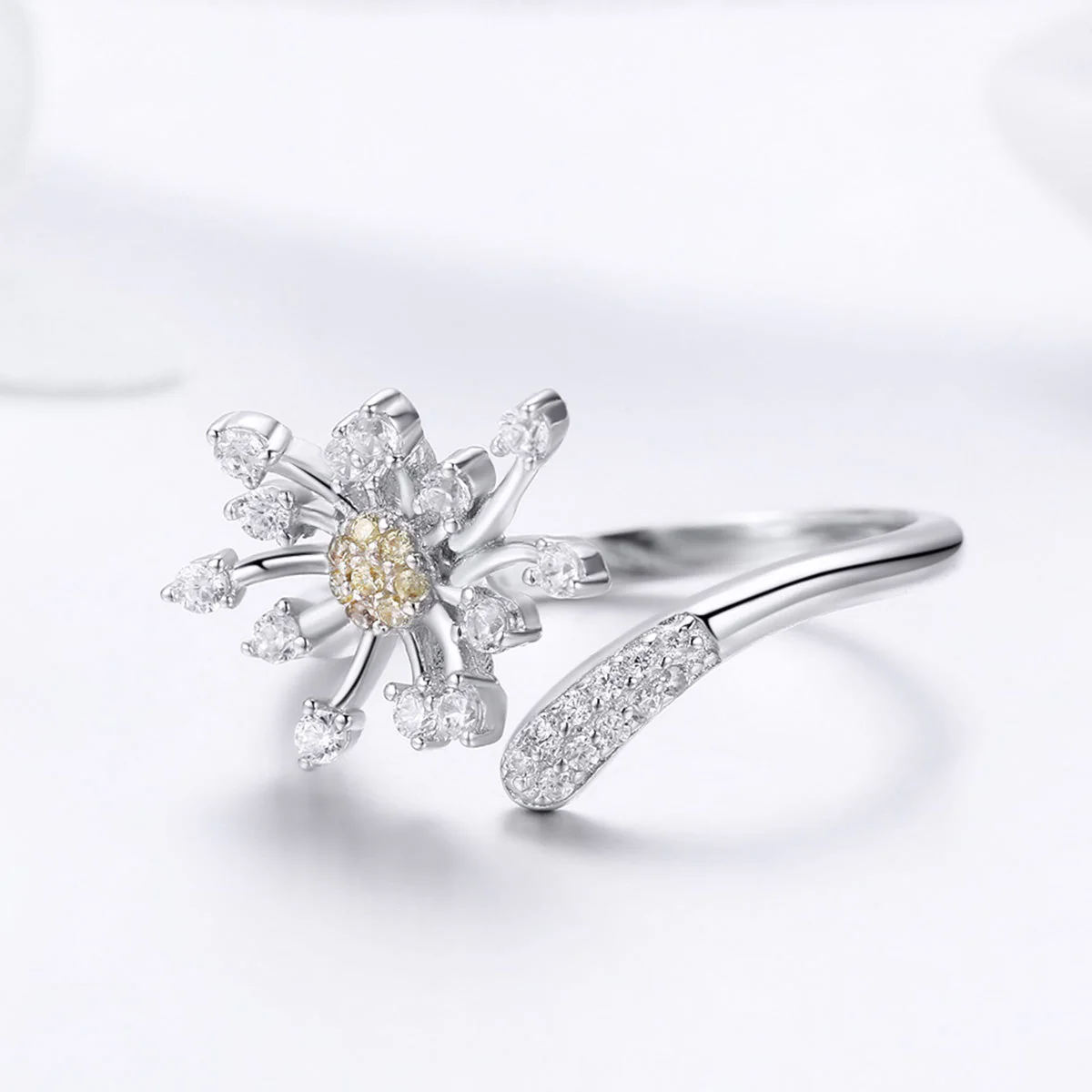 925 Sterling Silver Ring with Plated Platinum and Pavé Setting CZ - Image 7